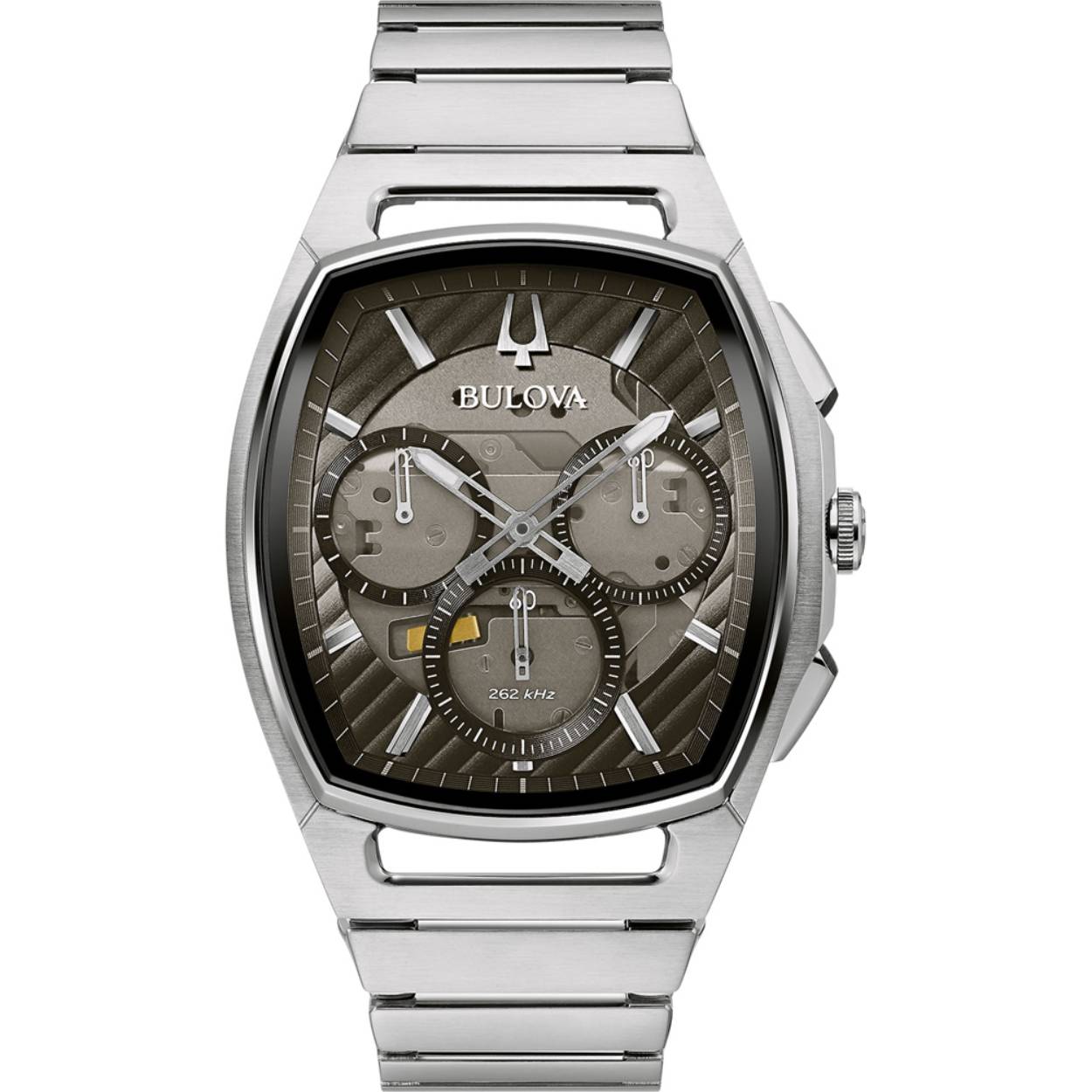 Dit quartz horloge van het merk Bulova is een prachtig horloge. Het horloge heeft een kast gemaakt van staal en een zilverkleurige band gemaakt van staal. Dit horloge is goed om te doen door de gespsluiting