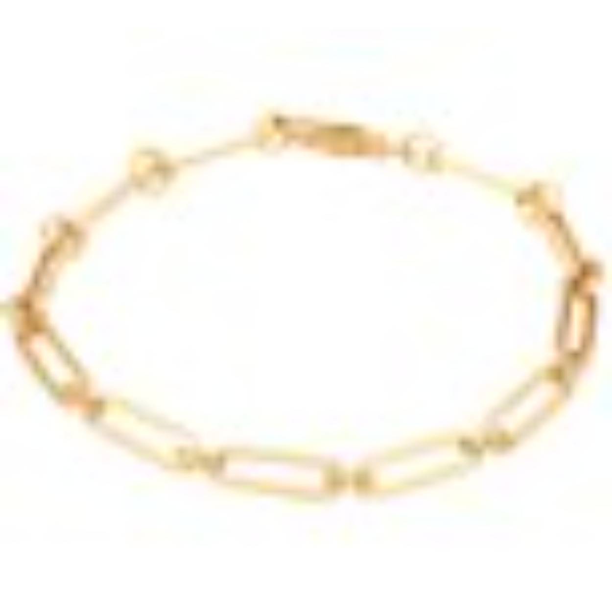 14k geelgouden armband paperclip in vierkante buis op 19 cm lengte