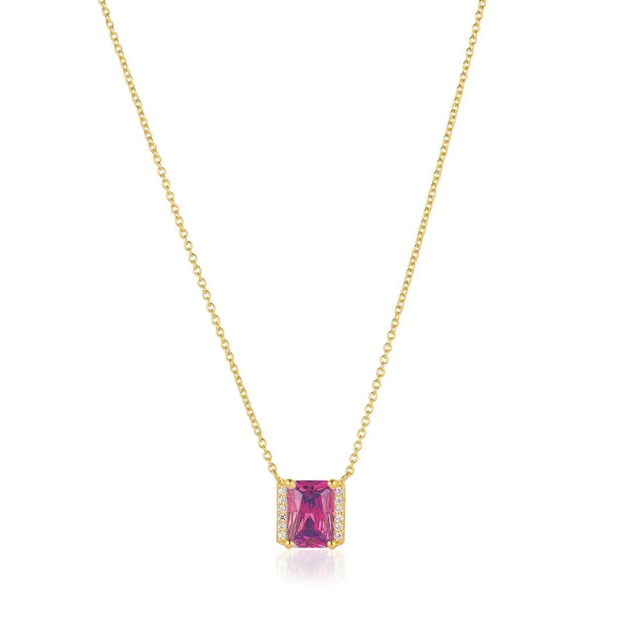 NECKLACE ROCCANOVA X-GRANDE - 18K GOLD PLATED, WITH PINK AND WHITE ZIRCONIA