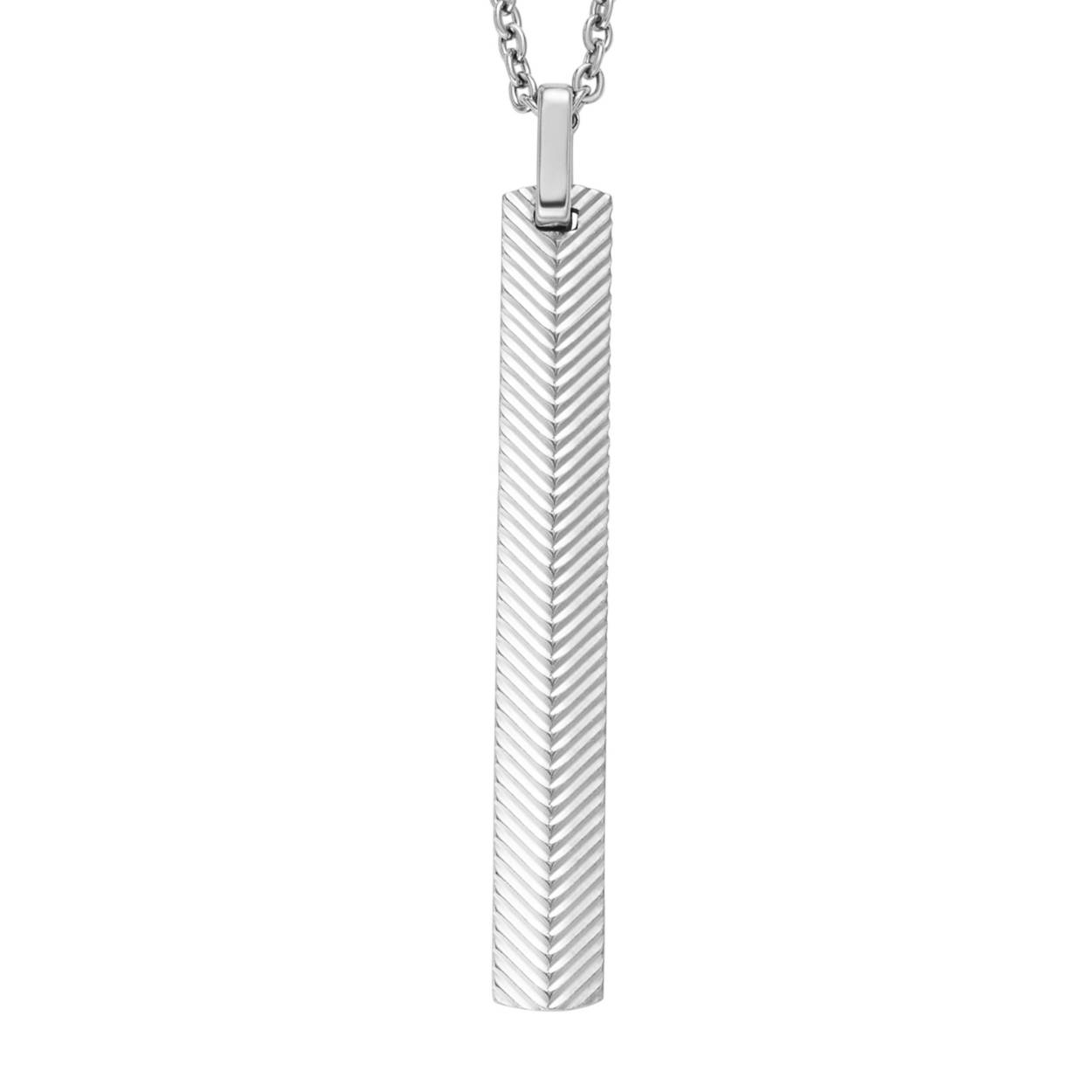 Stalen Fossil collier 60 cm ankercollier met langwerpig hangertje met facetbewerking