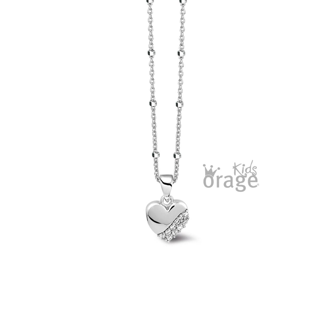 Zilveren ketting (36 cm) met hanger 'hartje' van het merk Orage kids
De hanger bevat zirkonia's
Bijhorende oorbellen en armband zijn ook verkrijgbaar
