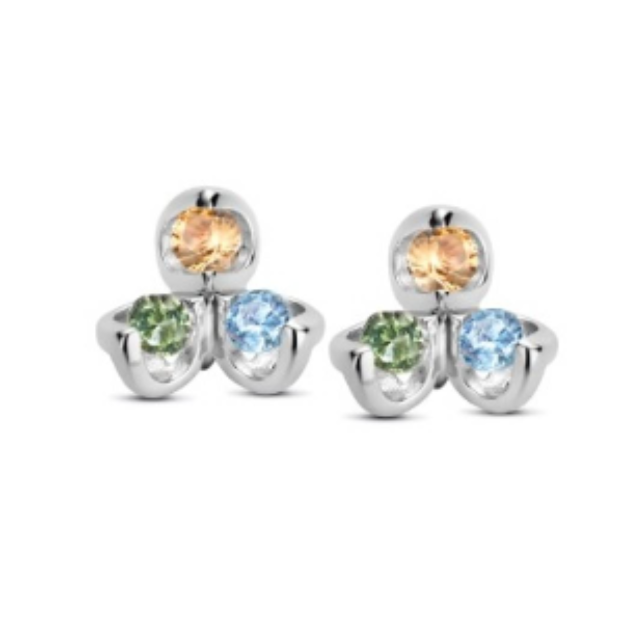 Rosa di luca zilveren oorstekers zirkonia blauw/groen/champagne