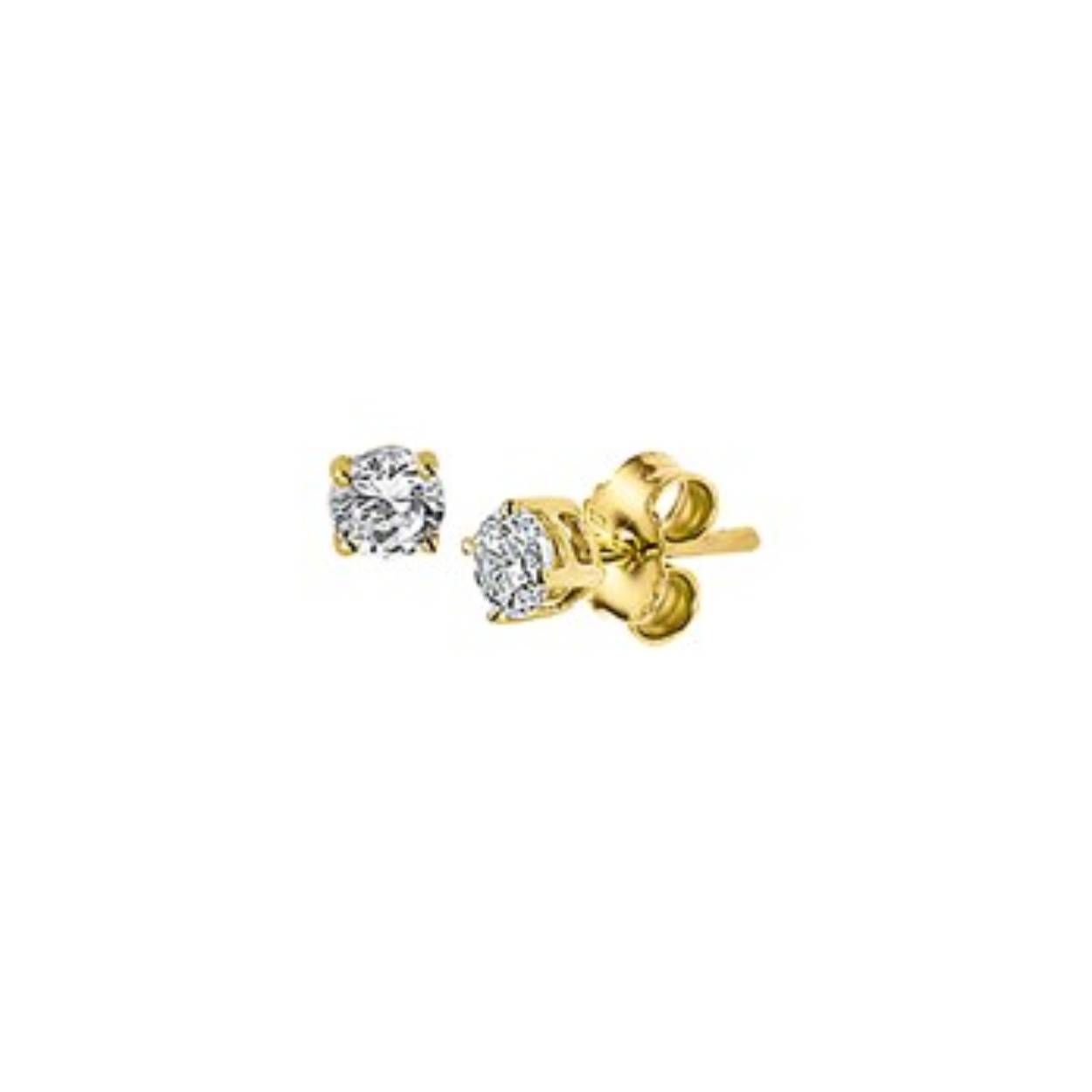 14krt Geelgoud oorknoppen zirkonia 3,0mm 
14 Karaat geelgouden oorstekers met zirkonia.  De oorstekers hebben een diameter van 3 millimeter.