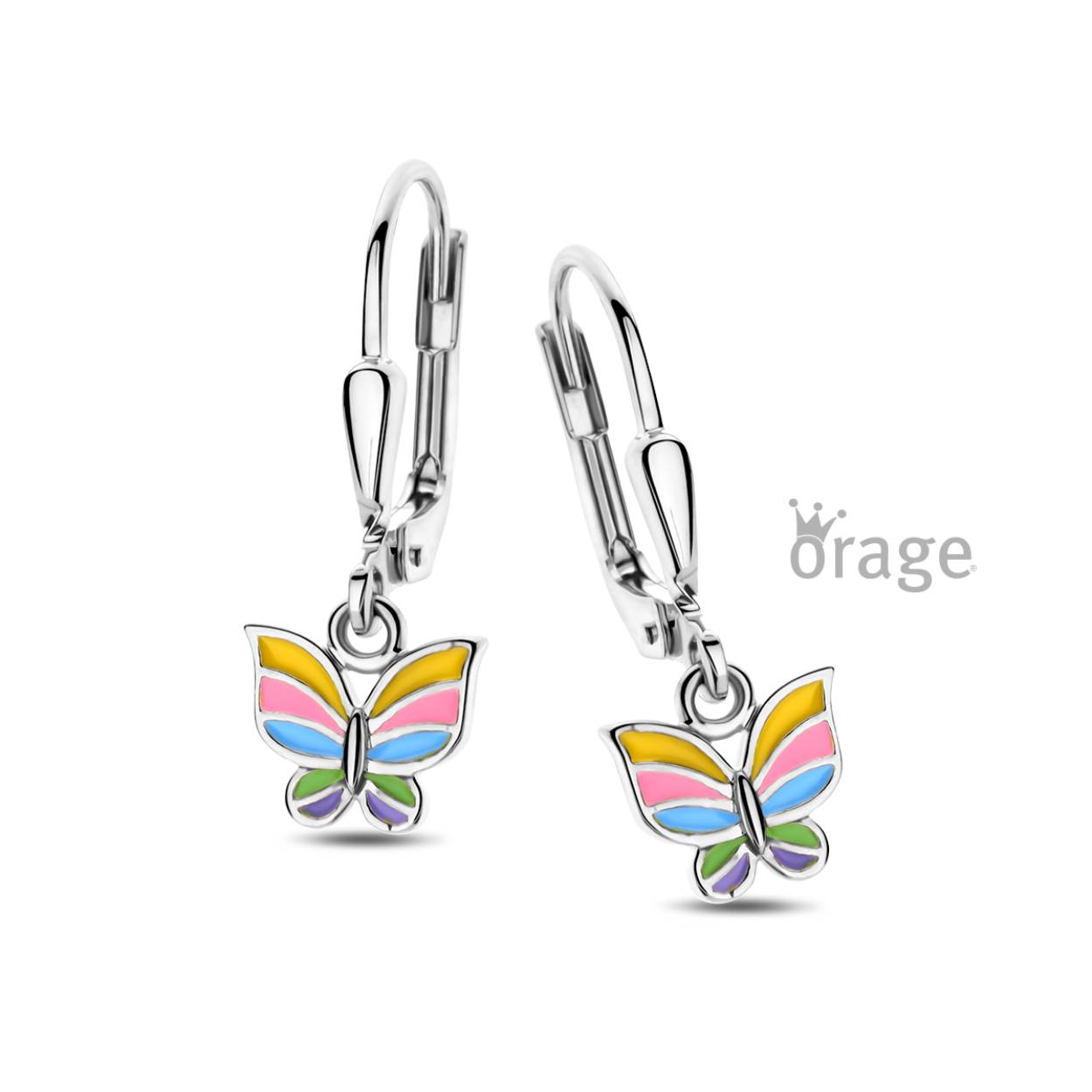 Zilveren oorhangers 'vlinder' multicolor van het merk Orage kids
Ook verkrijgbaar als oorstekers
Bijhorende ketting met hanger ook verkrijgbaar