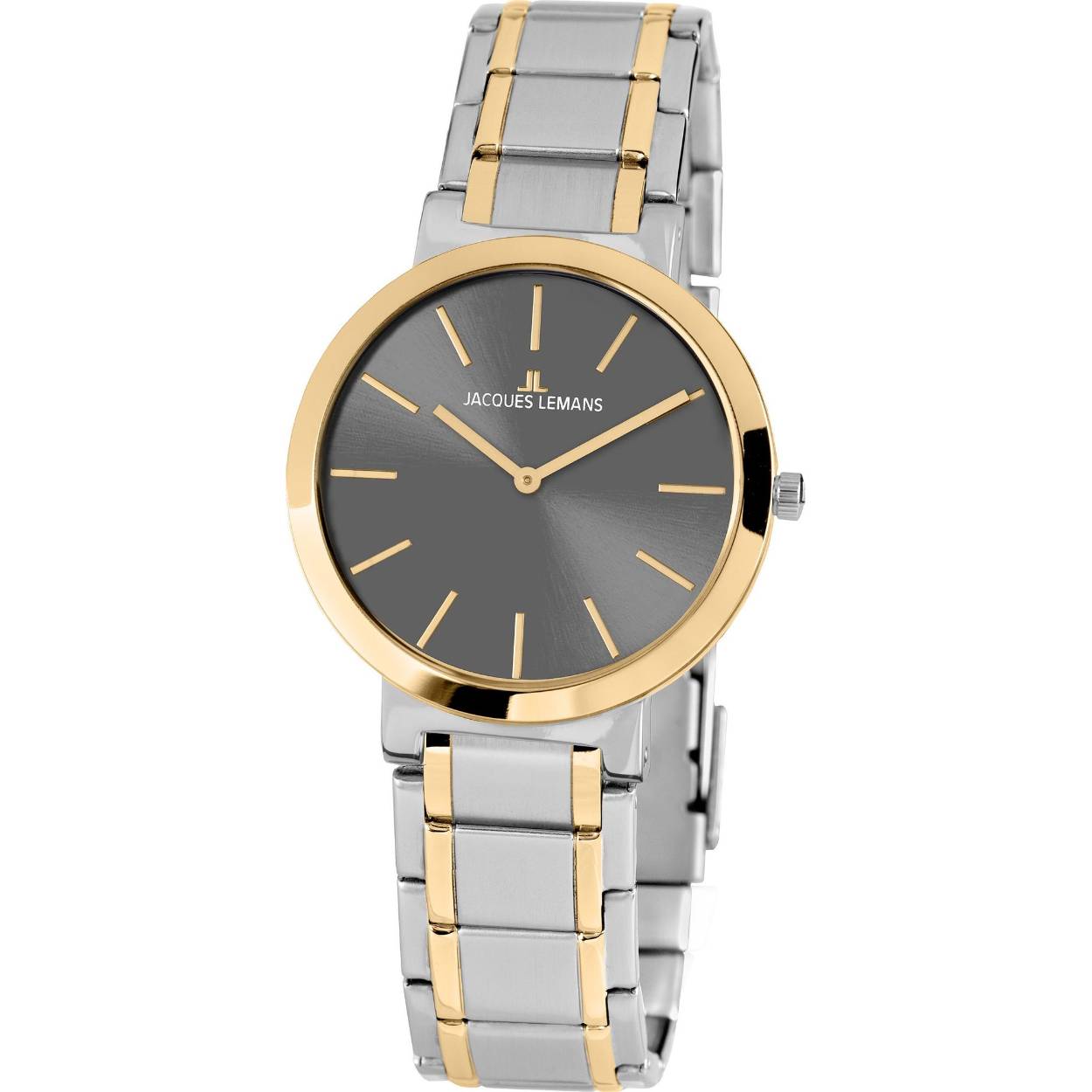 Dit dameshorloge is van het merk JACQUES LEMANS. Het is een horloge met een band gemaakt van RVS. De diameter van de kast is 30 mm.
