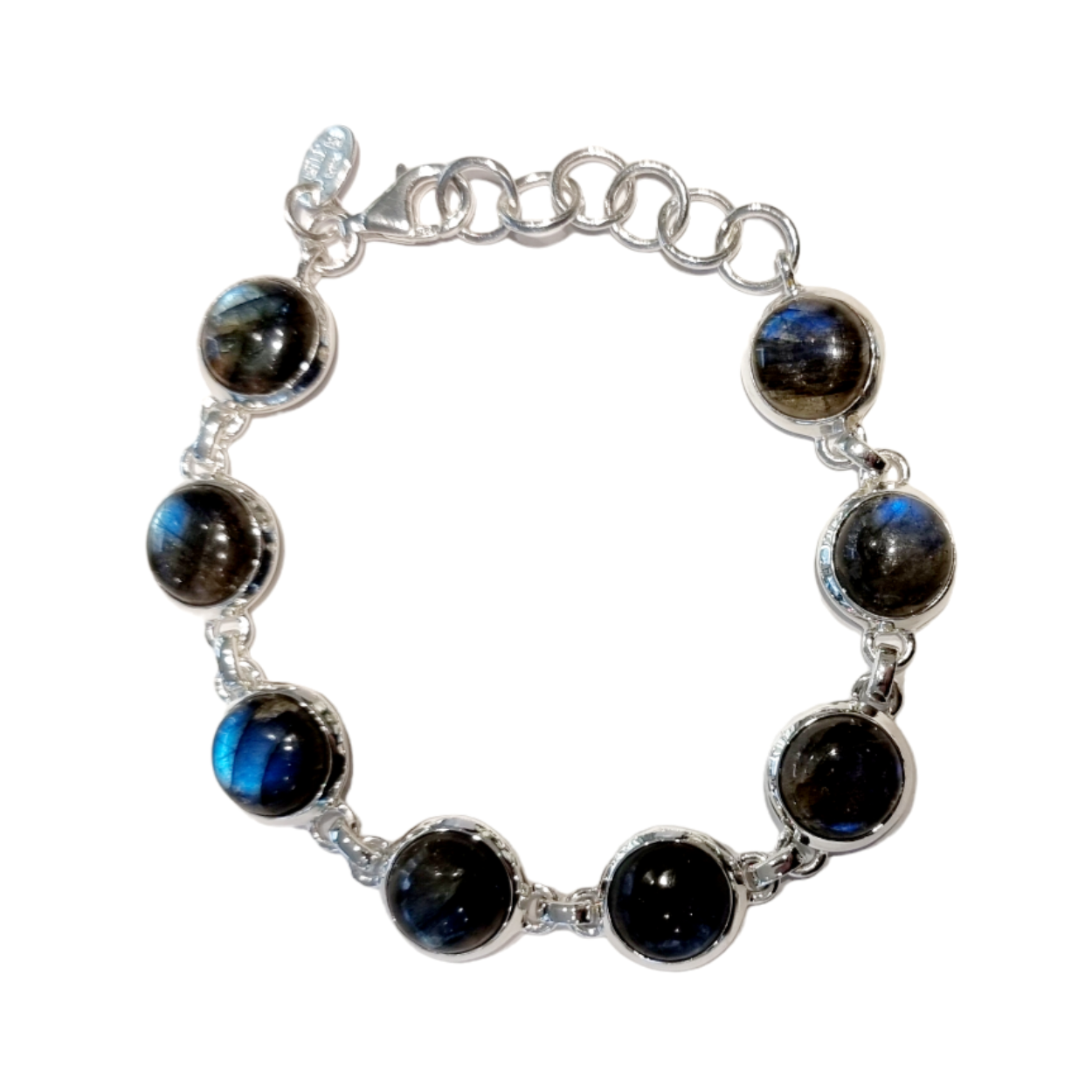 Zilver armband met labradoriet steen.