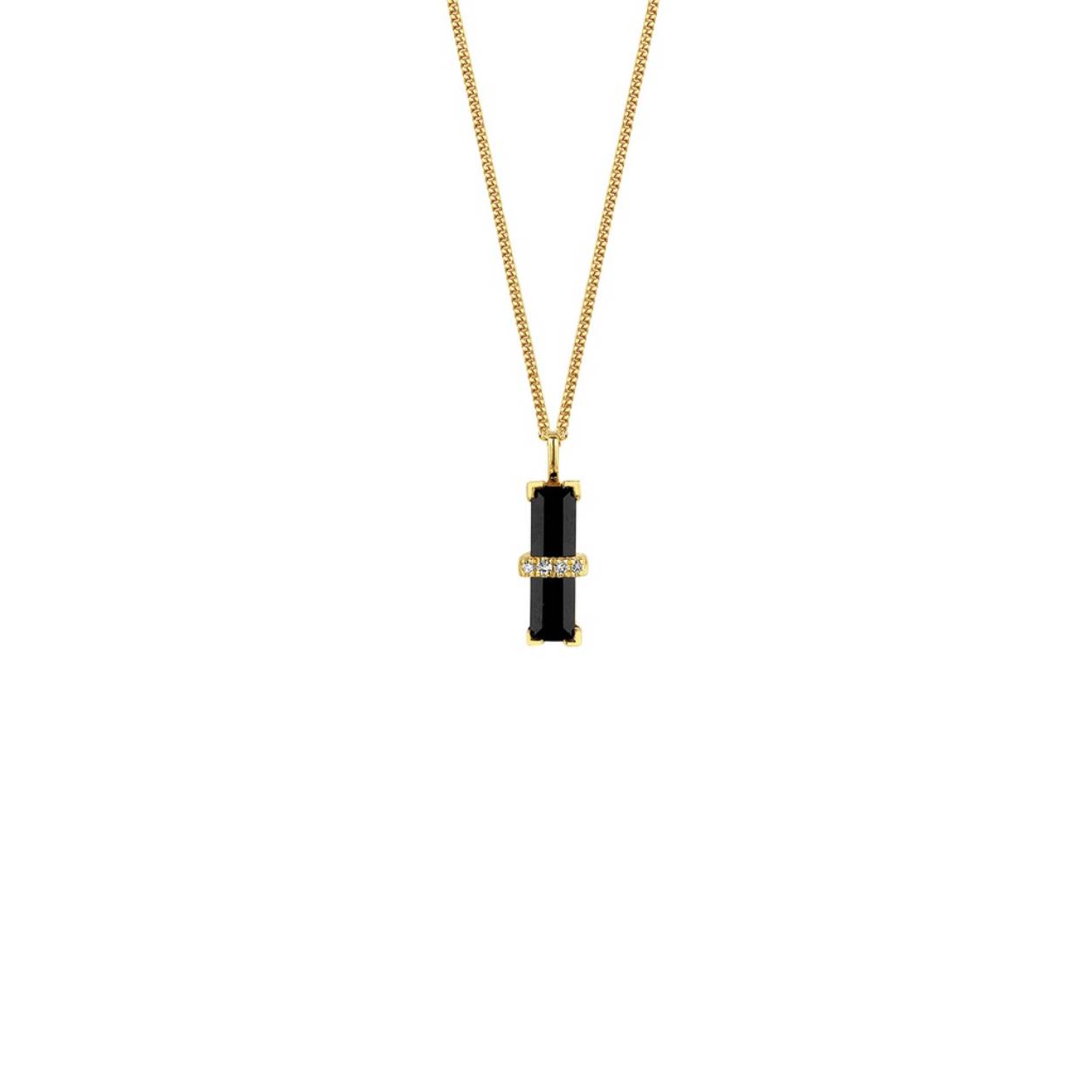 Ontdek onze Dark Secret ketting. Drop-dead prachtig met een Black Onyx edelsteen en witte diamanten. Zwarte Onyx is een versterkende steen, het zal negatieve energie absorberen en transformeren, en geluk en voorspoed aanmoedigen. Word meester van je eigen geloof.