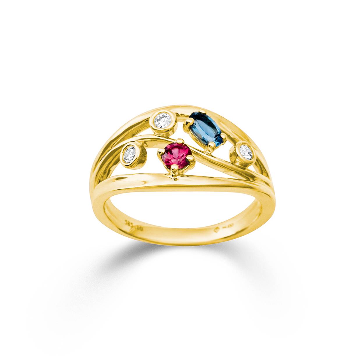 Ring GG LB topaas - rhodoliet - briljant