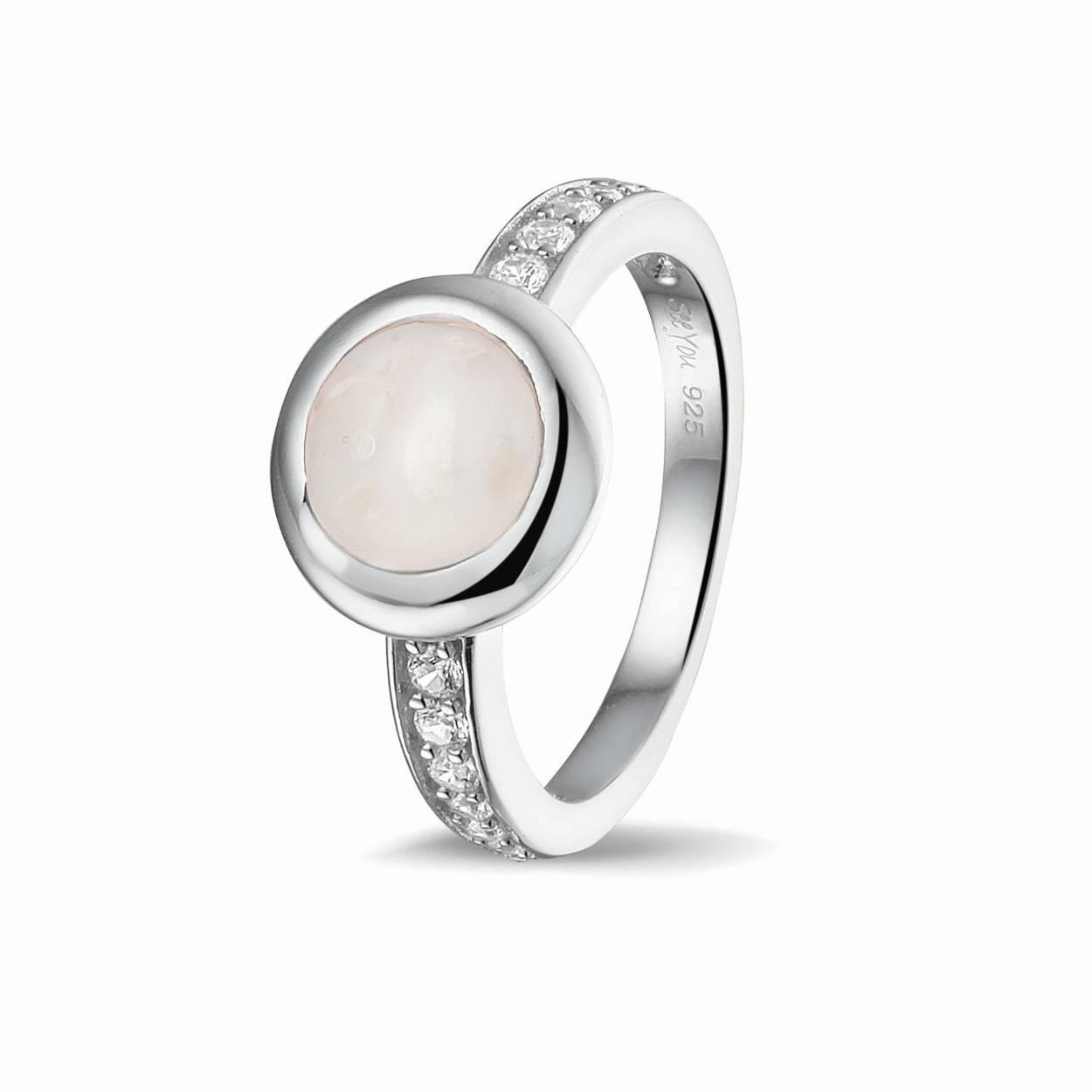 Zilveren as ring met zirkonia 