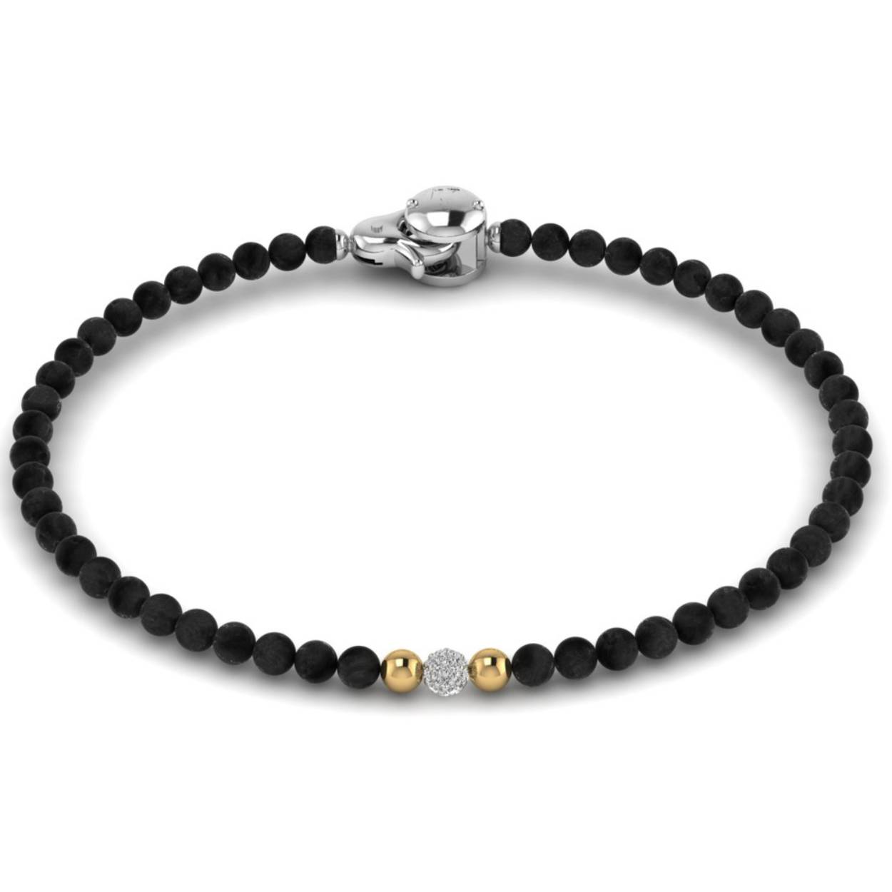 Het pronkstuk van deze TI SENTO zilveren armband 2972BO zijn de zwarte onyx stenen, versierd met een pavé van witte cubic zirconia stenen en omhuld door twee vergulde kralen in het midden. De armband is gemaakt van 925 sterling zilver. De extra veilige sluiting is speciaal ontworpen zodat het altijd bij je blijft. Upgrade je arm-party en mix het met andere vergulde of zwarte onyx armbanden.