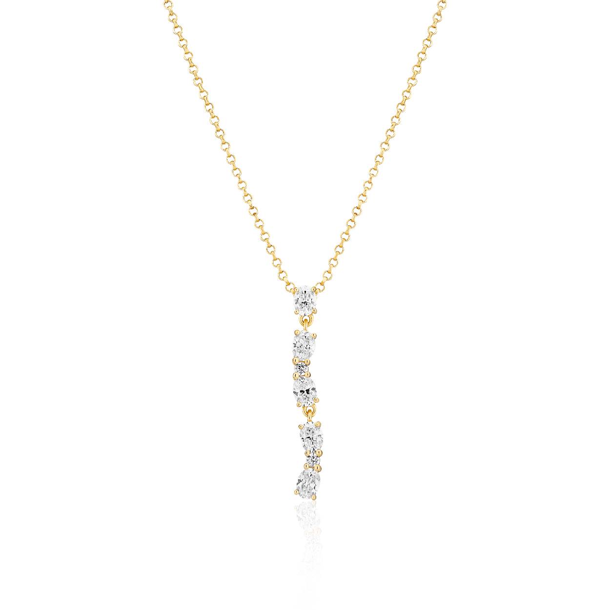 Sif Jakobs collier 'Ellera Ovale Lungo'  zilver 18 krt. goldplated
SJ-N2421-CZ-YG