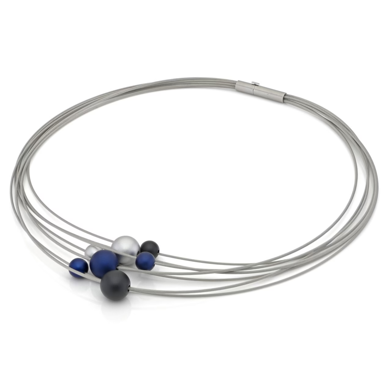 Step by Step Collier Aluminium/Staal - Royal Blue, Black, Silber 601036