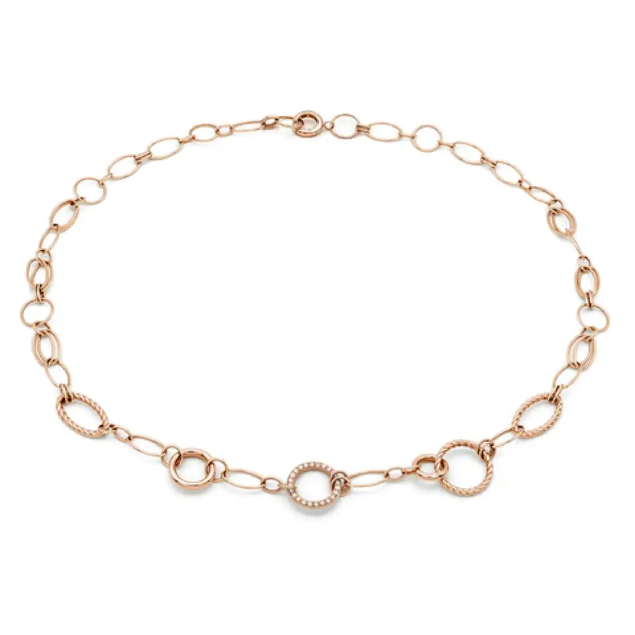 Prachtige rosé gouden ketting van de Tibet-collectie met diamanten 0.24ct.