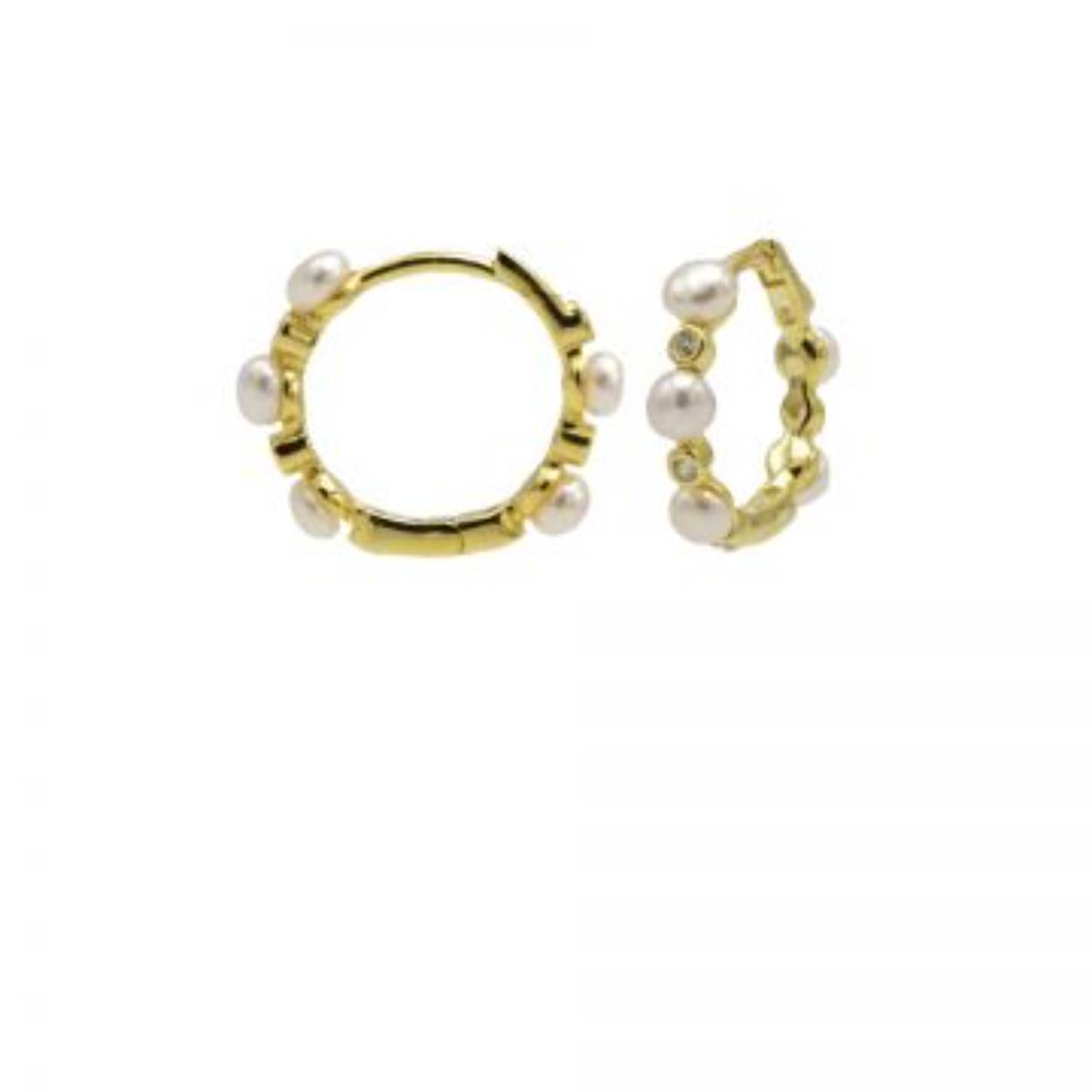 Zilver vergulde oorringen met pareltjes M3157GP