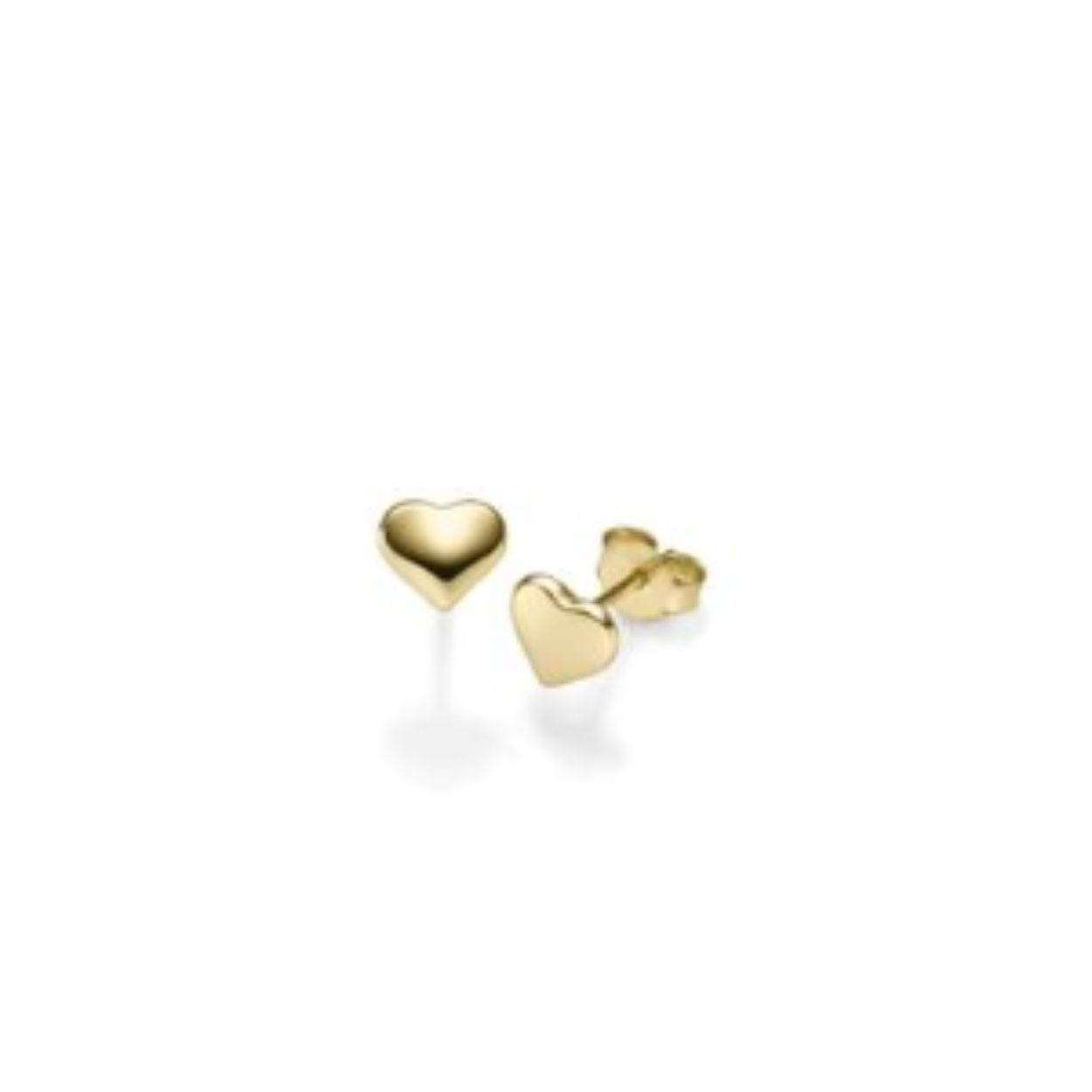 14 KT GEEL GOUDEN OORSTEKER HARTJE ca. 7,2 mm breed x 6,2 mm hoog
