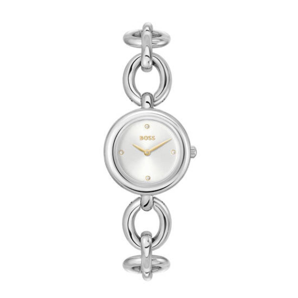 Op zoek naar een stijlvol horloge dat zowel elegant als tijdloos is? Dan is de HUGO BOSS LIVE 28MM HB1502791 het perfecte horloge voor jou! Dit prachtige horloge heeft een klassiek en strak design dat perfect past bij elke outfit en gelegenheid.

Het horloge heeft een analoge tijdsaanduiding en wordt aangedreven door een betrouwbaar quartz uurwerk. Met een diameter van 28 mm en een hoogte van 8 mm heeft dit horloge een subtiele en verfijnde uitstraling. De ronde behuizing is zilverkleurig en gemaakt van hoogwaardig roestvrij staal, wat zorgt voor duurzaamheid en kwaliteit.

De wijzerplaat van de HUGO BOSS LIVE 28MM HB1502791 is zilver van kleur en wordt beschermd door mineraalglas, wat zorgt voor een helder en krasbestendig oppervlak. De zilverkleurige band van het horloge is ook gemaakt van roestvrij staal en heeft een vlinder- of vouwsluiting voor een comfortabele en veilige pasvorm om je pols.

Dit horloge heeft geen datumweergave, maar is waterdicht tot 3 bar, wat betekent dat het spatwaterdicht is en dus geschikt is voor dagelijks gebruik. Of je nu naar kantoor gaat, een avondje uit bent of gewoon je dagelijkse bezigheden hebt, de HUGO BOSS LIVE 28MM HB1502791 is de perfecte metgezel voor elke gelegenheid.
