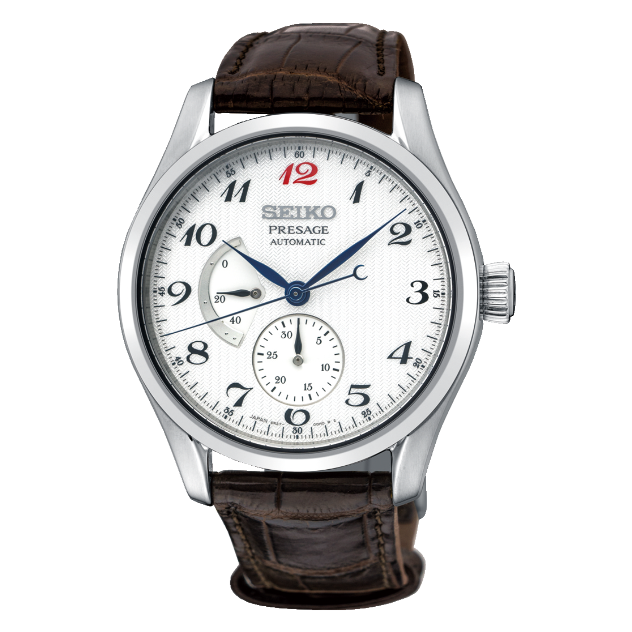 Dit herenhorloge is van het merk Seiko. Het is een analoog horloge gemaakt van leer. De diameter van de kast is 40.5 mm en de kast is 13.1 mm dik.
De verdere specificaties van het horloge zijn als volgt:
Glassoort: saffier glas
Bandbreedte: 20
Kastmateriaal: staal
Waterdichtheid: 10 ATM
Techniek: automaat