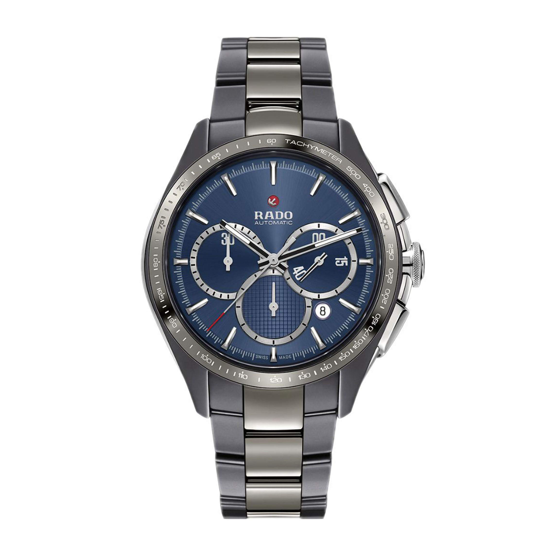 Dit herenhorloge hoort bij de sportieve Rado HyperChrome serie. Deze lijn staat in het teken van luxe horloges met een sportief formaat en uitstraling. De modellen hebben een rond monoblock, op het gebied van keramische horloges een absolute revolutie. De mooie materialen maken dit horloge bovendien tot een plaatje om te zien. De R32024202 RADO hyperchrome Match Point is uitgebracht in een gelimiteerde versie, waarvan wereldwijd slechts 999 stuks van gemaakt zijn. Het horloge heeft een opvallende blauwe wijzerplaat waarop de chronograaffuncties en datumaanduiding zichtbaar zijn. De horlogeband en - kast zijn gemaakt van plasma hightech keramiek (ceramos). Het horloge heeft verder een automatisch uurwerk, zichtbaar via het saffierglas aan de achterkant, en is tot 100 meter waterdicht, waardoor het ook om de pols kan blijven tijdens het douchen of zwemmen (duiken uitgezonderd). Kortom, een sportief, luxe en uniek horloge voor mannen die van iets bijzonders houden!