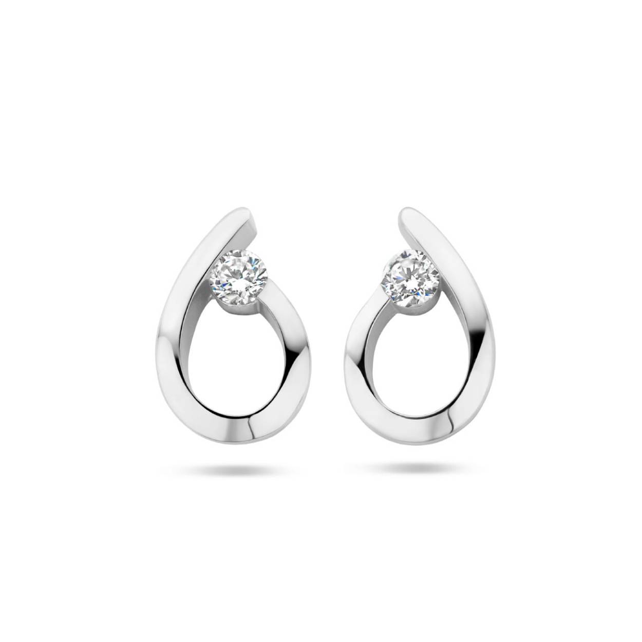 Zilveren oorsteker druppel 2.5mm zirkonia
