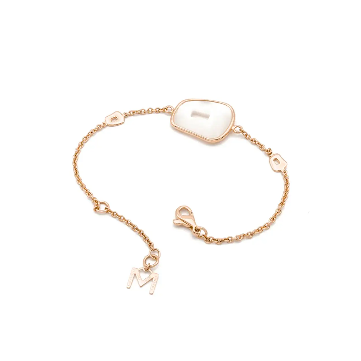Puzzle Armband van 18 karaat roségoud en natuurlijk parelmoer 17/19 cm
