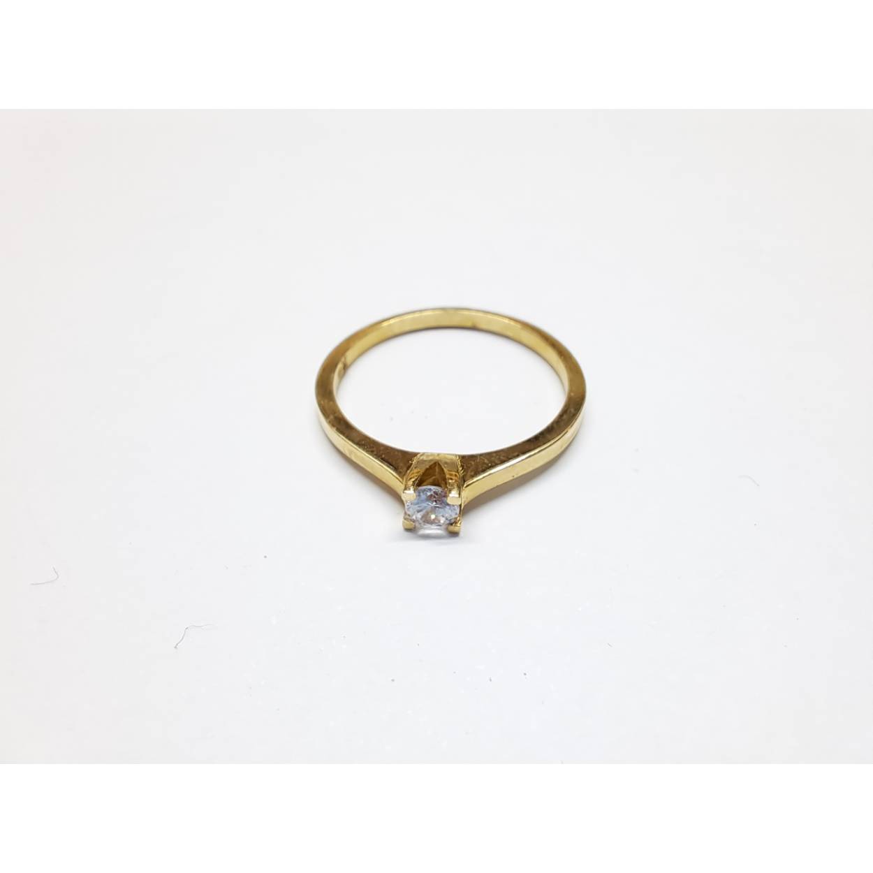 14 Karaat geel gouden ring solitair zirkonia briljant geslepen. 