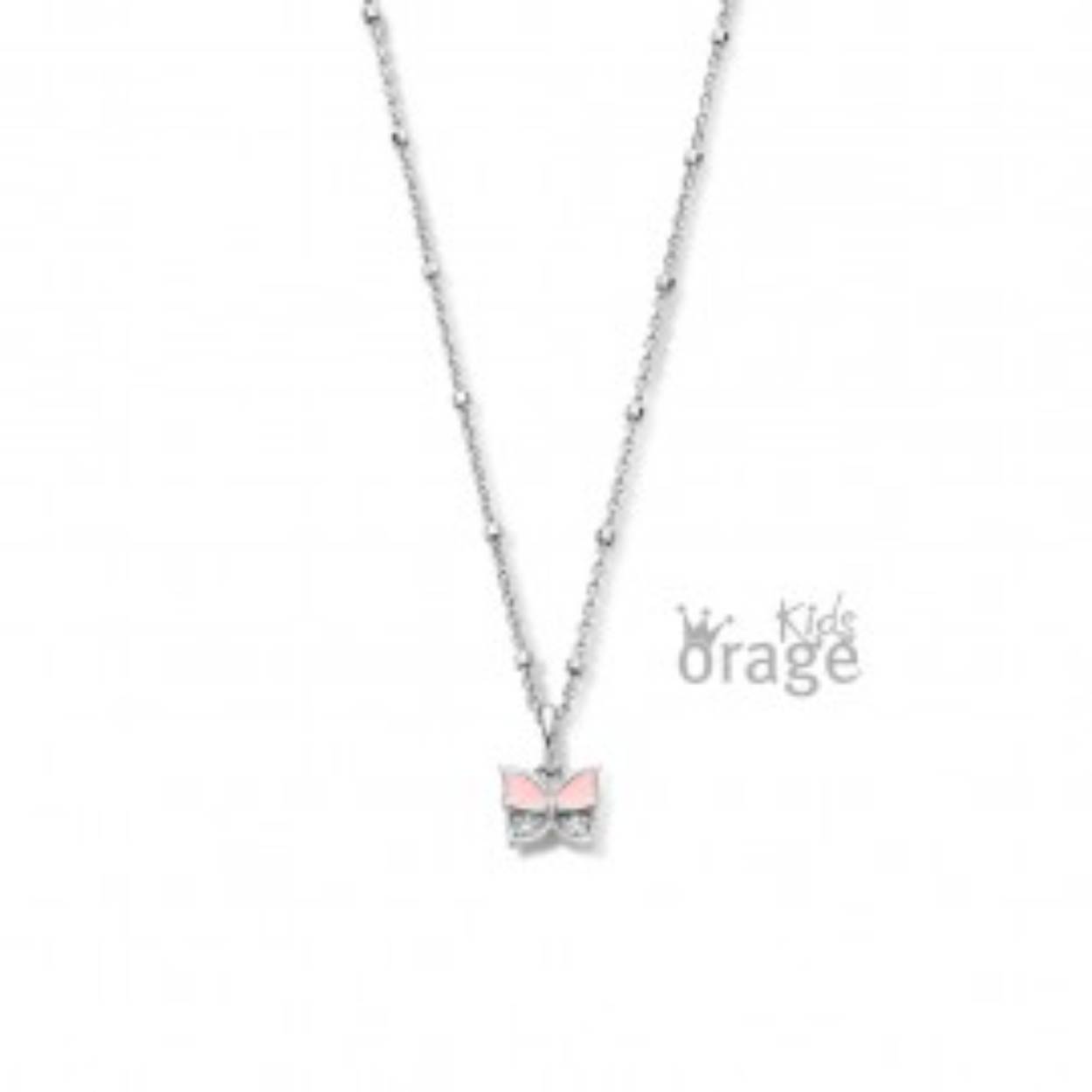 Orage Kids collier zilver roze vlinder 