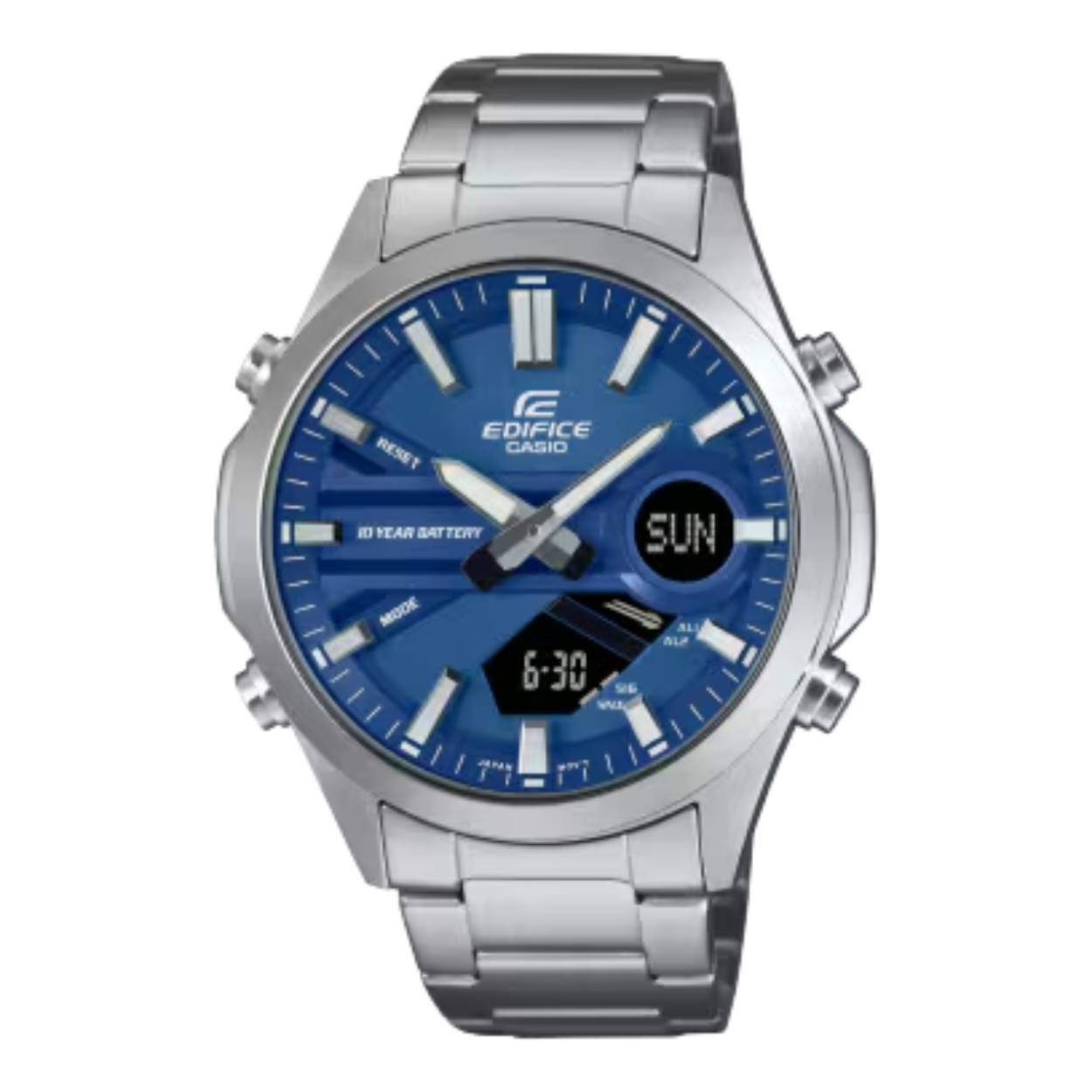 Dit Casio horloge behoort tot de Edifice collectie.
Referentienummer: EFV-C120D-2AEF

Geef jezelf de vrijheid om te focussen op het leven. Koop de EFV-C120, een analoog-digitaal combinatiehorloge met een batterij die 10 jaar meegaat, zodat je er tijdenlang geen omkijken meer naar hebt. De EFV-C120 gaat verder waar de EFV-C110 was gebleven, met alle voordelen van een analoog-digitaal combinatiehorloge en een batterij met een lange levensduur, maar in een nog compacter, gestroomlijnder ontwerp. Geniet van een scala aan functies, zoals wereldtijd, stopwatch, alarm, afteltimer en waterbestendigheid tot 10 bar.