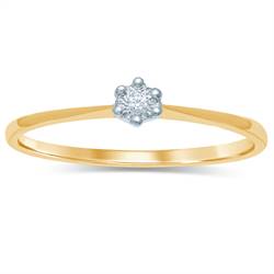Geelgouden ring met witgouden chaton 0.01crt diamant. 