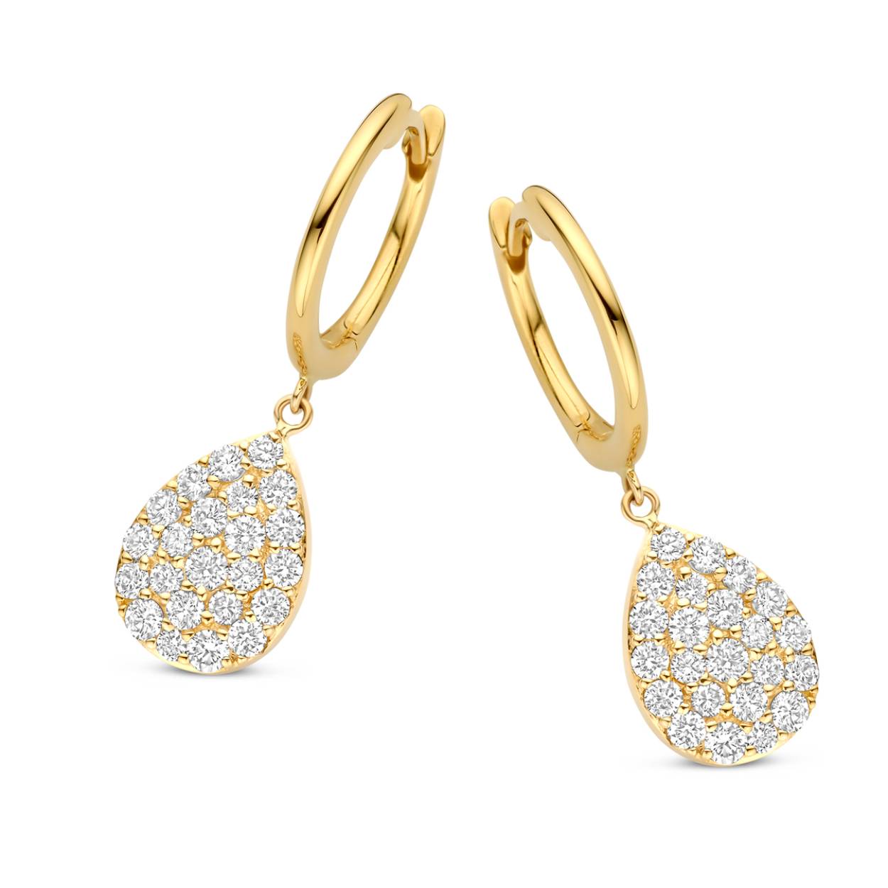 Oorringen geel goud 18kt met diamanten
