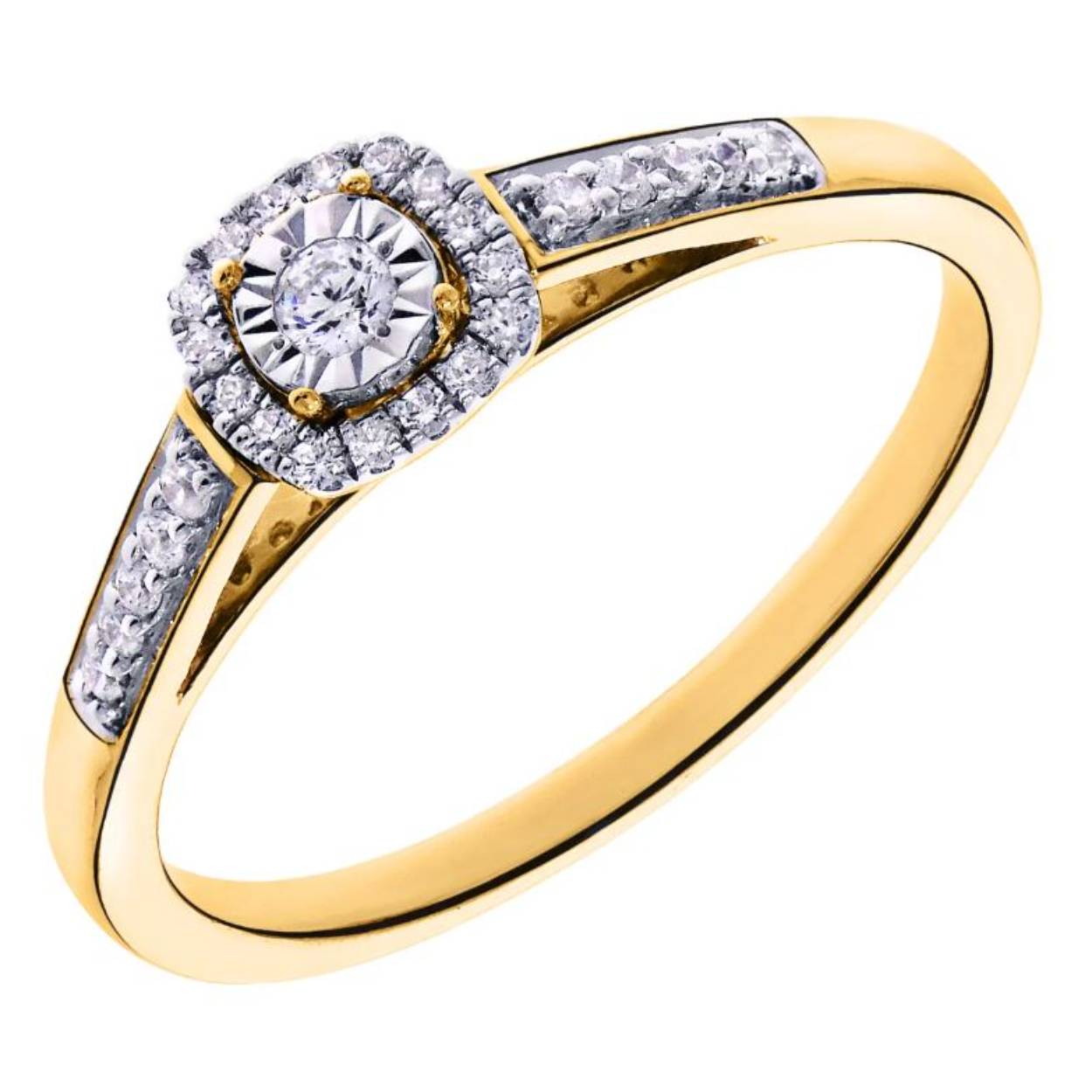 Geel gouden briljant ring 27-0.15 Crt H-SI