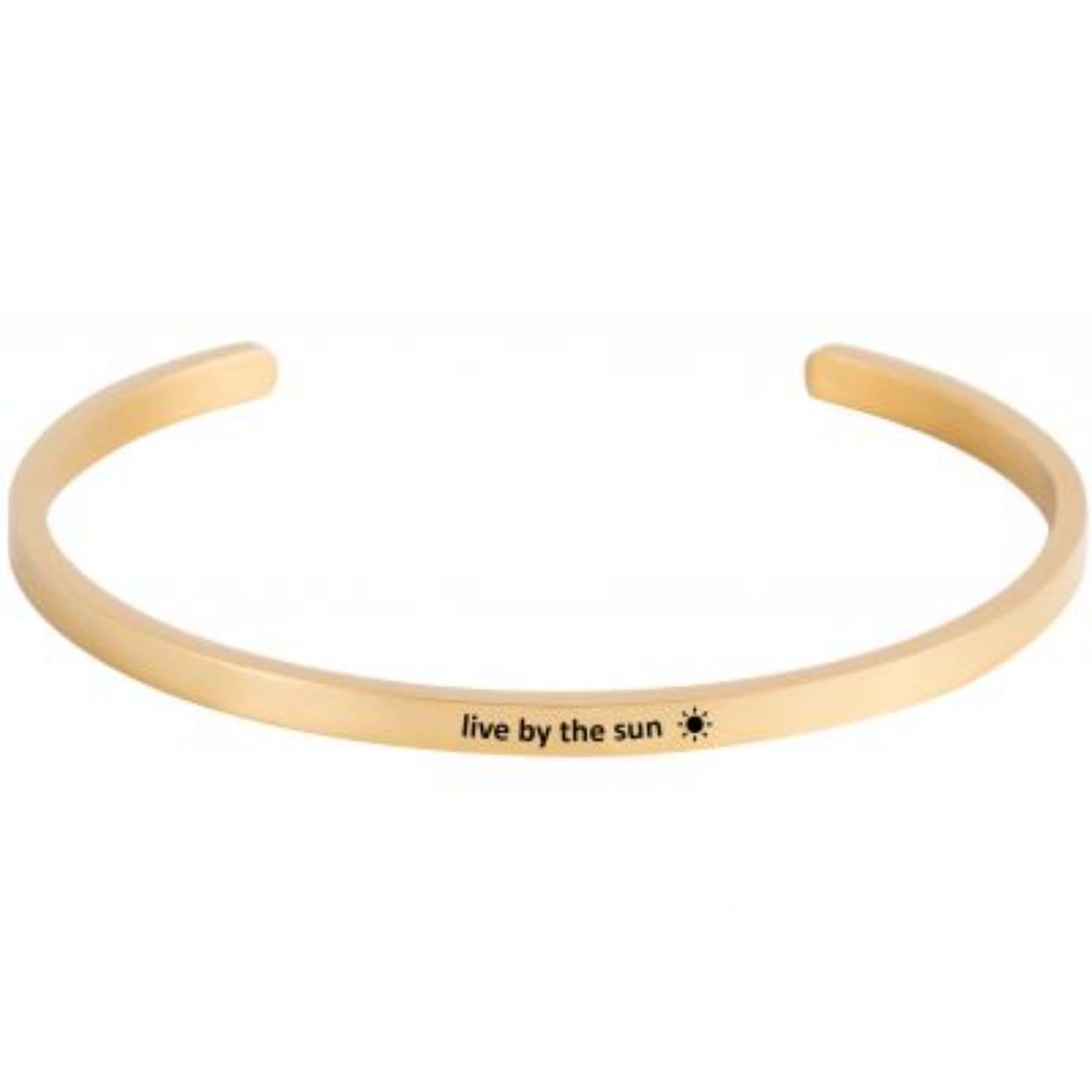 Blumenkind bangle verguld edelstaal 'live by the sun' met een breedte van 3 mm en een diameter van 60 mm