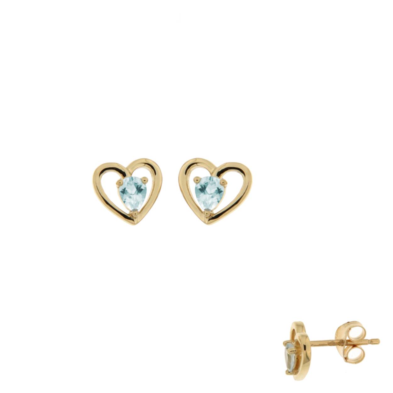 Naiomy gouden oorstekers 18KT 2blauwe topaas