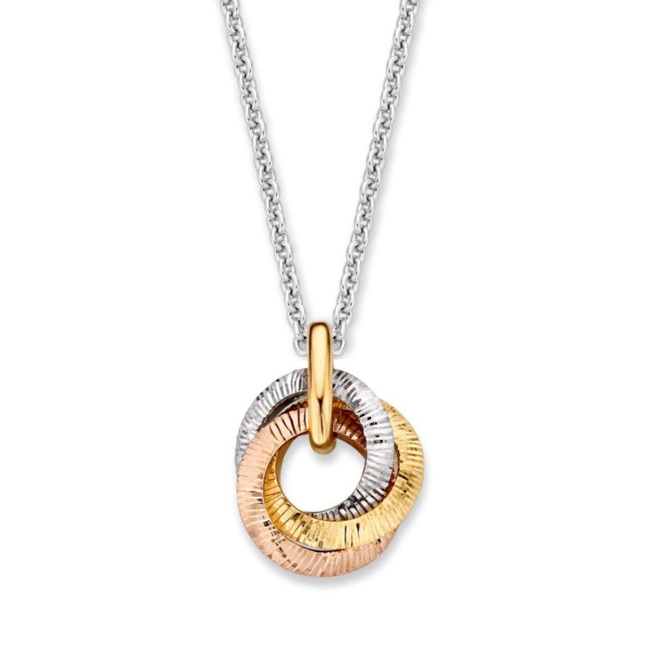 Tricolor gouden hanger, 14krt, excl. collier