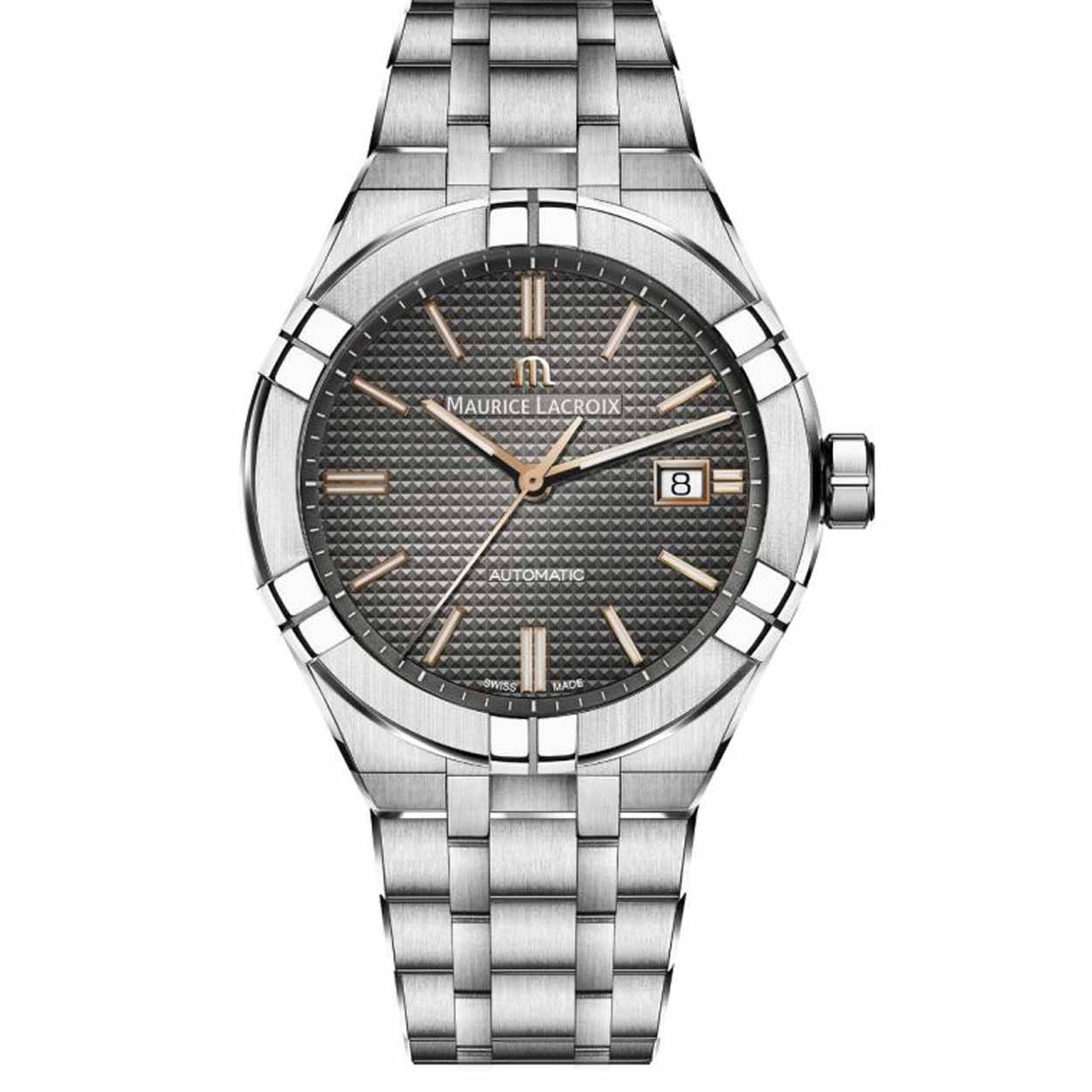 Maurice Lacroix AIKON date automaat - saffierglas - 200m waterdicht - met extra lederen band