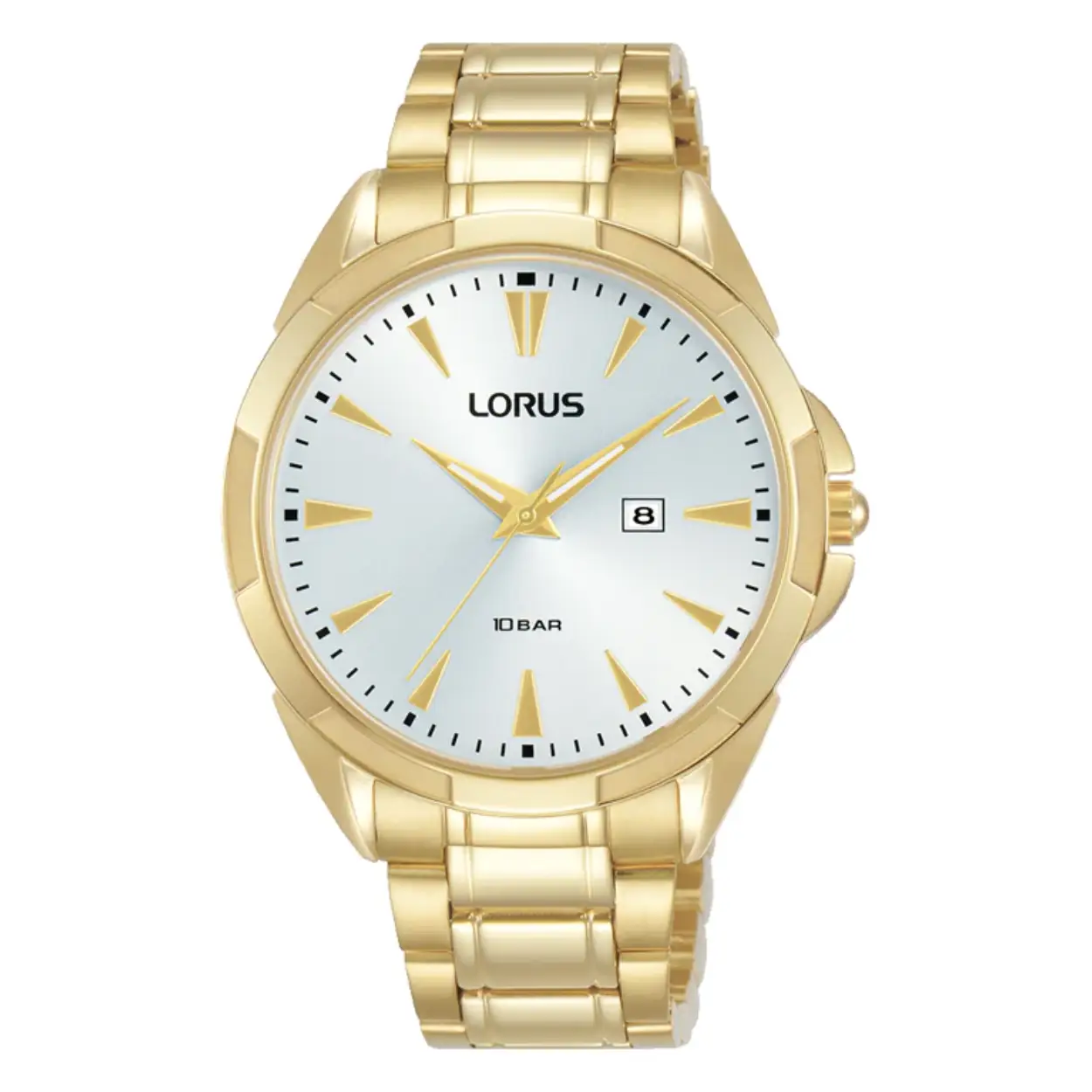 Dit trendy dames Lorus RJ262BX9 horloge beschikt over een quartz uurwerk en een prachtige goudkleurige band. De kleur van de kast van dit dameshorloge is goudkleurig. Het glas van dit horloge is gemaakt van een sterk hardlex mineraal glas glas. Dit prachtige horloge van Lorus is gemaakt van edelstaal. De wijzerplaat is in de kleur wit.