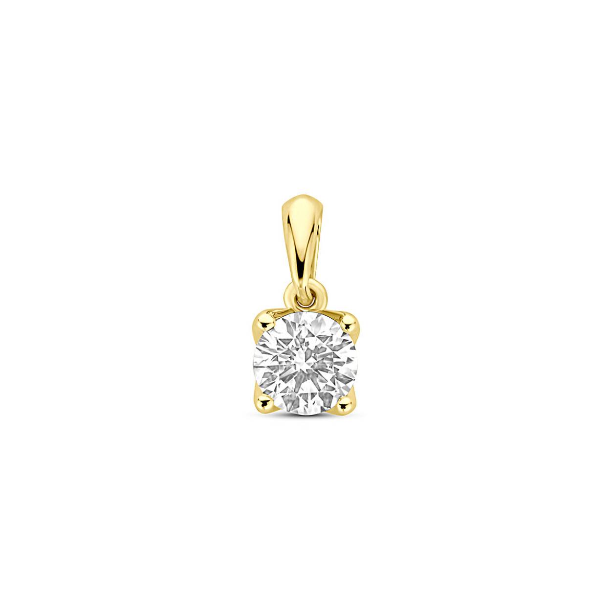 14k Geelgouden hanger uitgevoerd met lab grown diamant. De hanger heeft een afmeting van 10x5,0mm. Het diamantgewicht is 0.50ct. Lab grown diamanten zijn diamanten die ontstaan in een laboratorium. Onder extreem hoge druk en temperatuur wordt het natuurlijk ontstaansproces nagebootst met als eindresultaat een diamant met dezelfde chemische eigenschappen maar met een andere oorsprong.

Dit artikel wordt geleverd met certificaat van de diamant.