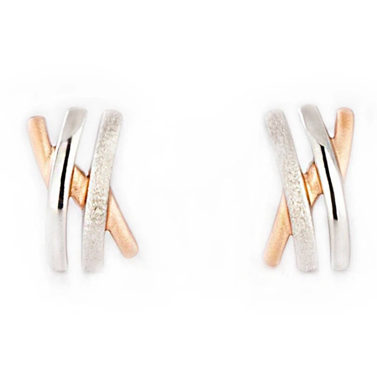 Yo-design zilveren klap oorringen Rose verguld Autumn Shiny