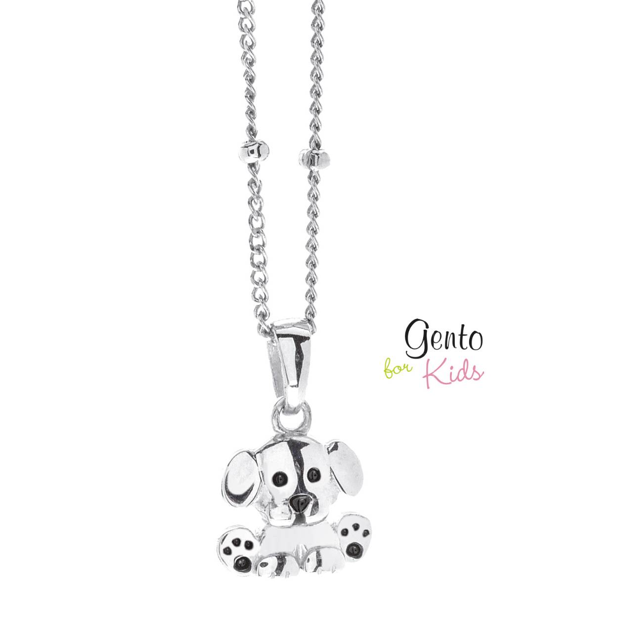 Zilveren ketting (36 cm) met hanger 'hondje' van Gento kids
Bijhorende oorbellen ook verkrijgbaar