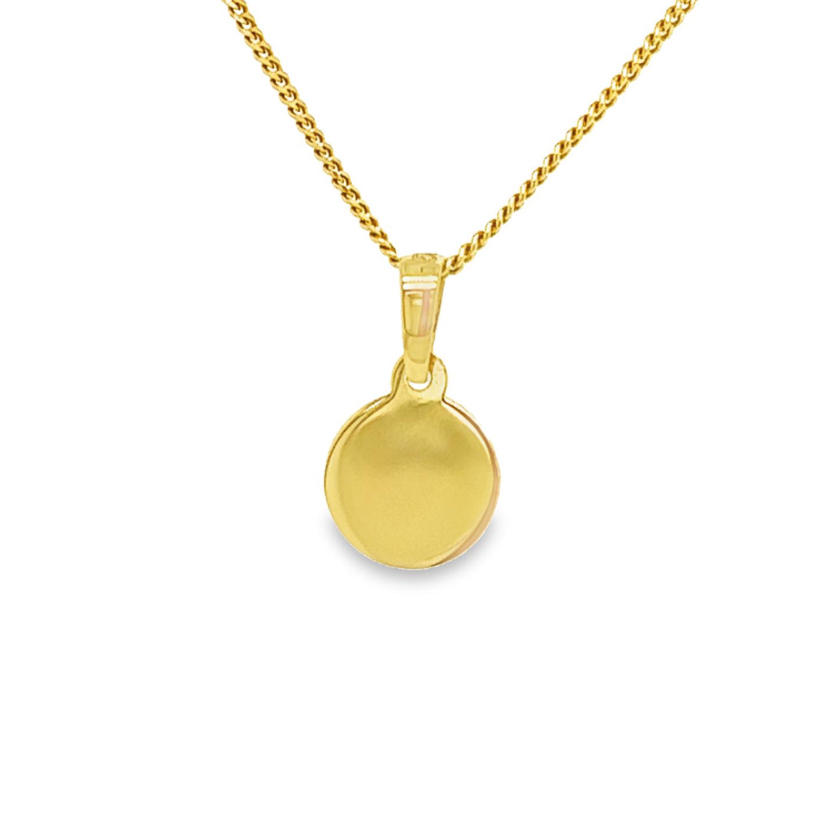 Geelgouden graveerhanger rond 13mm