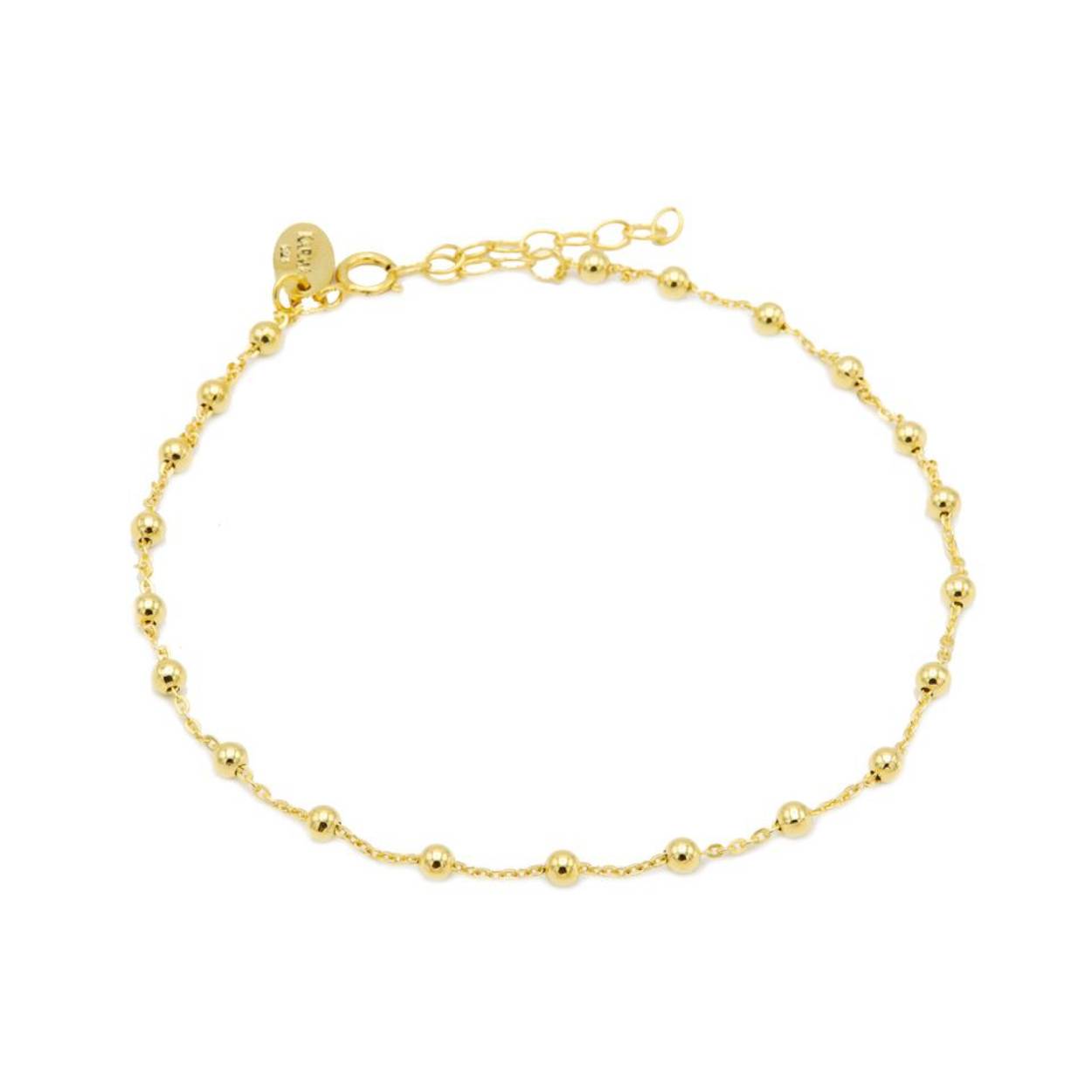 zilveren Karma enkelbandje, Anklet Ball Goldplated