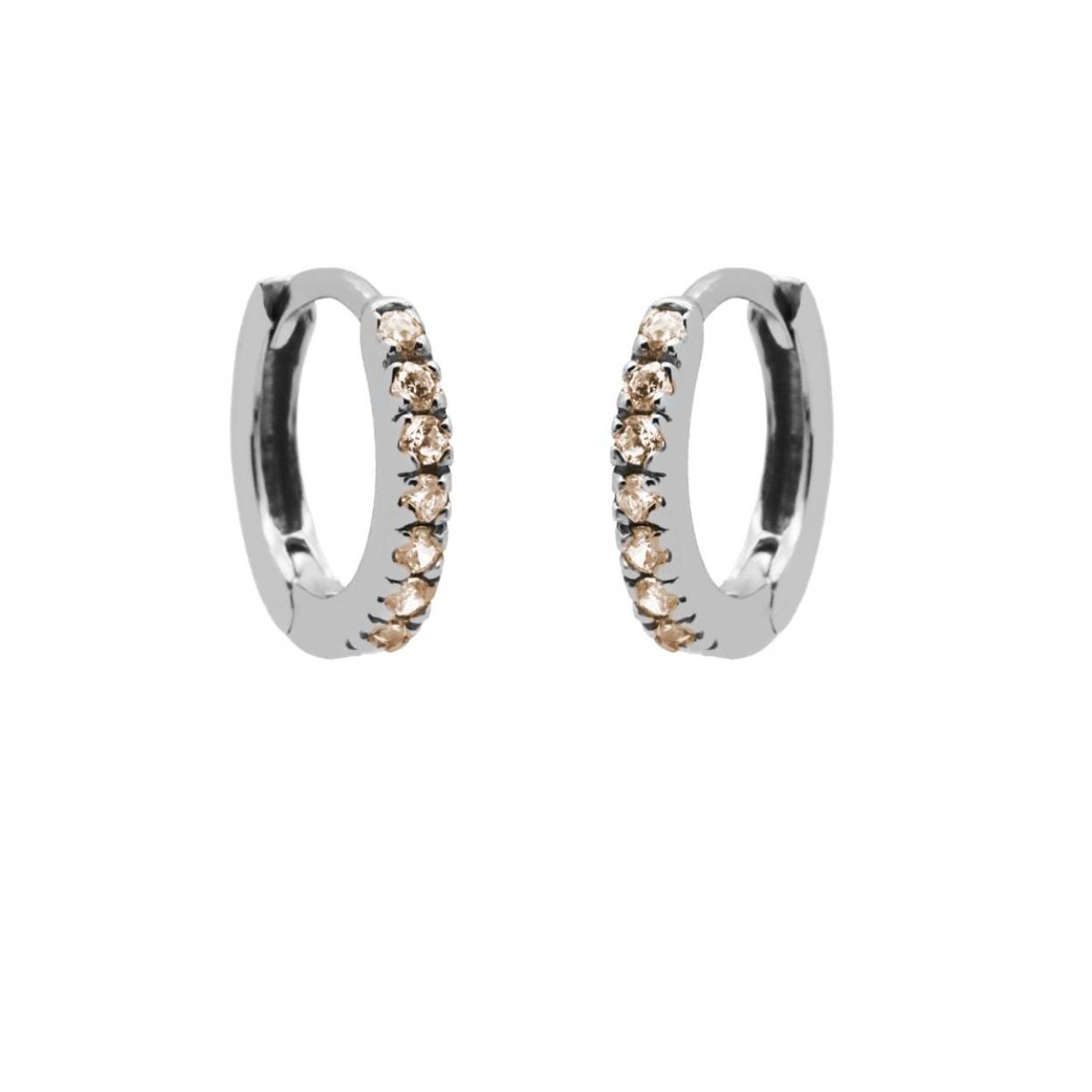 Plain Hoops Round Champaign Zirconia 13MM Silver