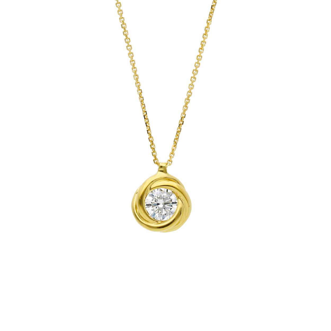Ketting geel goud 18kt met zirconium