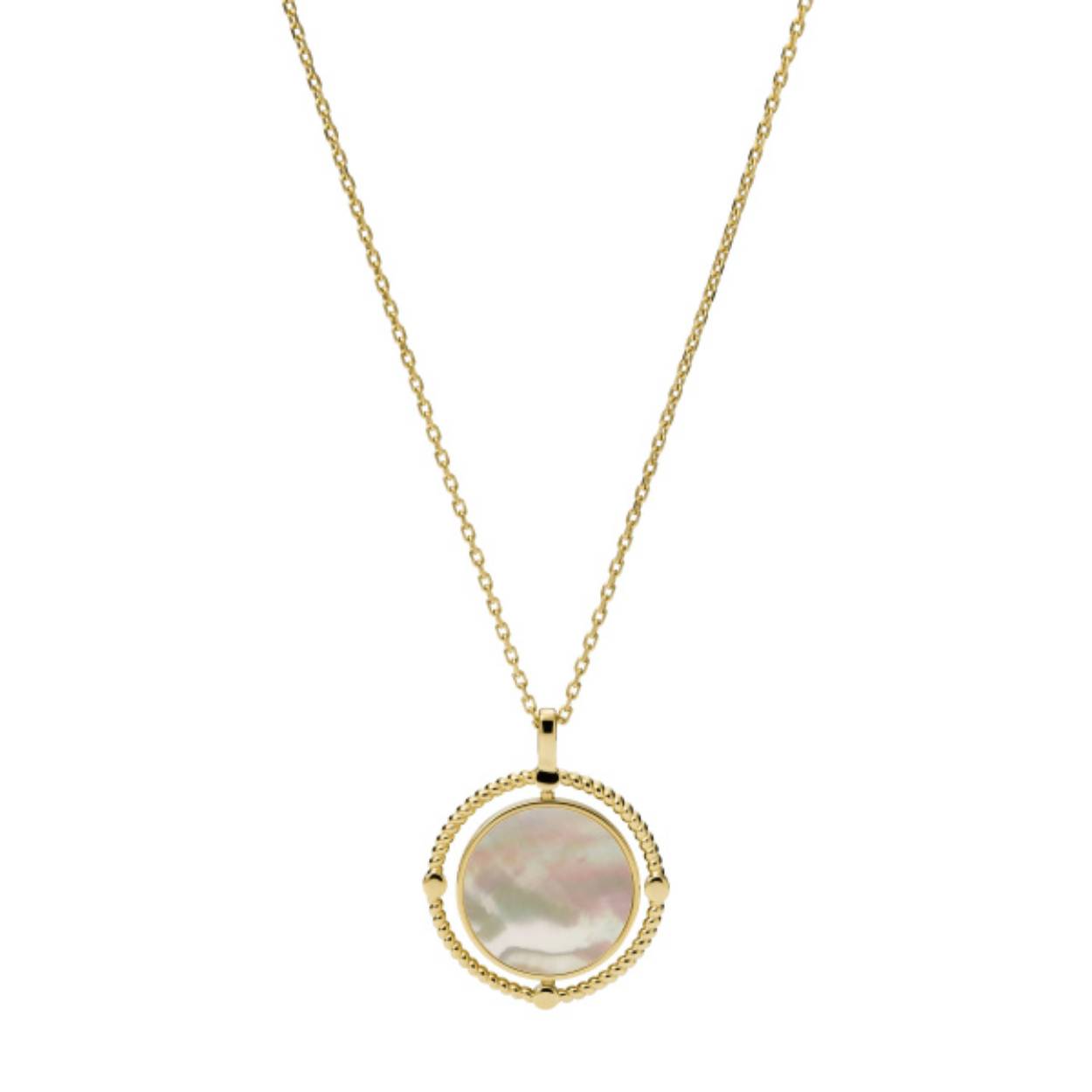 Fossil collier goudklerurig met mother of pearl