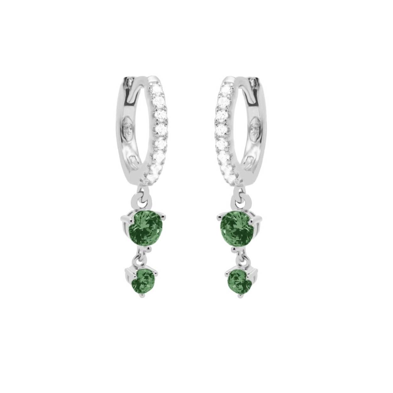 Karma hinged hoops double emerald zirkonia zilver