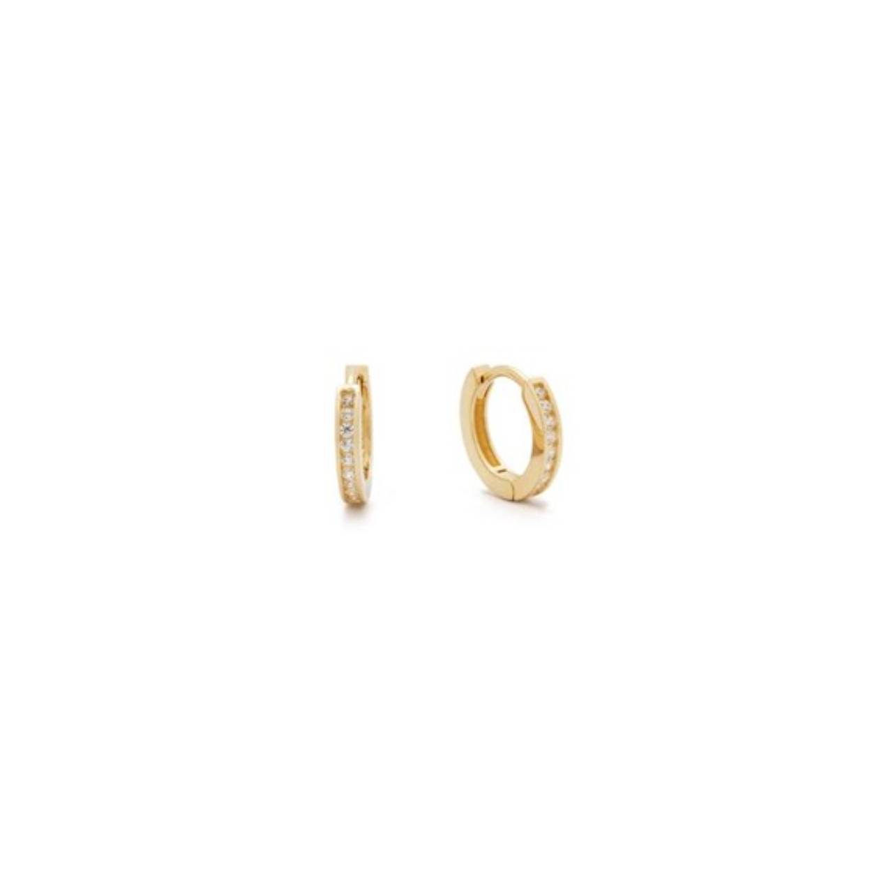 gouden oorringen, klap 10mm+rails zirconia