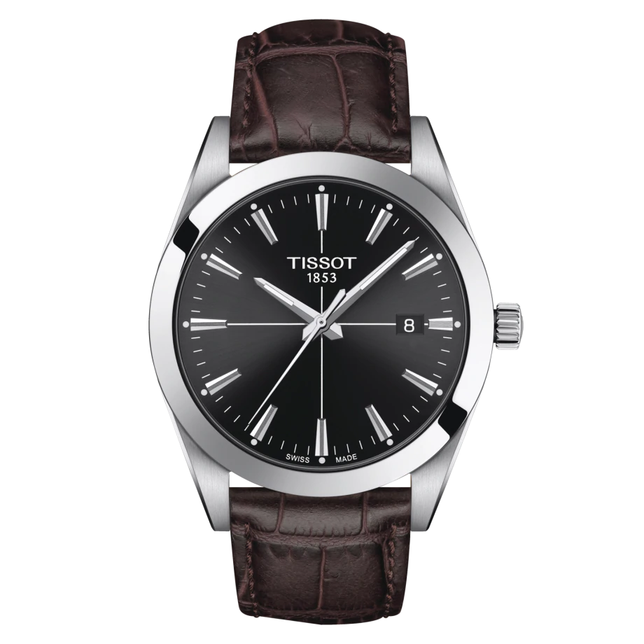 Tissot Gentleman
T127.410.16.051.01

Diameter:40 mm
316L roestvrijstalen behuizing
Zwitsers kwartsuurwerk
Gebold krasbestendig saffierglas
Verwisselbare band met snelsluiting