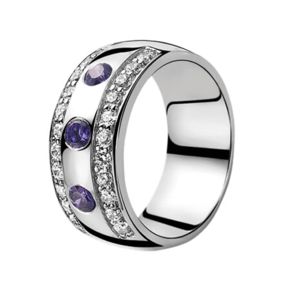 Zinzi ring met paarse zirkonia steen
