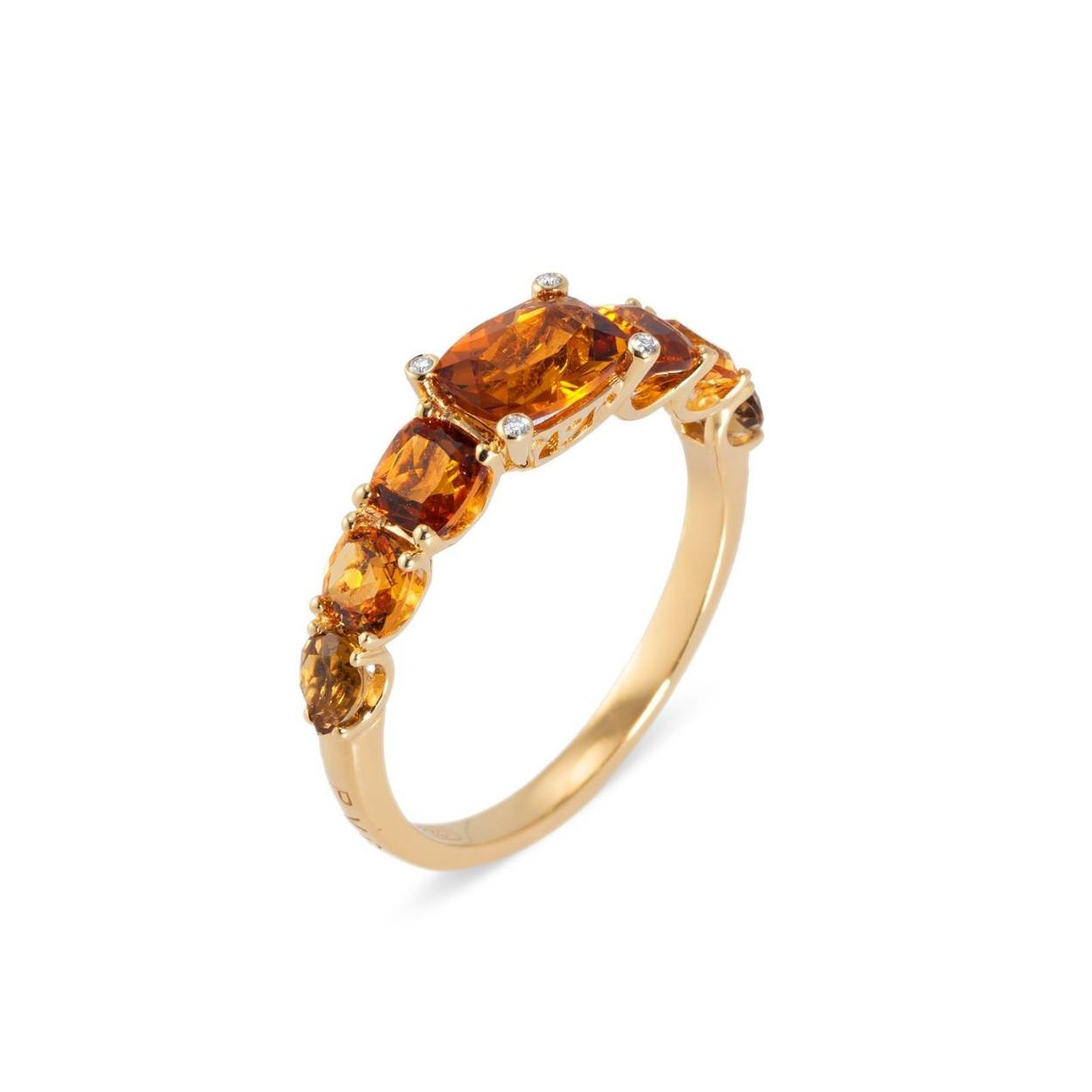 Ponte Vecchio ring Iris 18 krt geelgoud met diamant en citrien mt 55 CA1760CPY