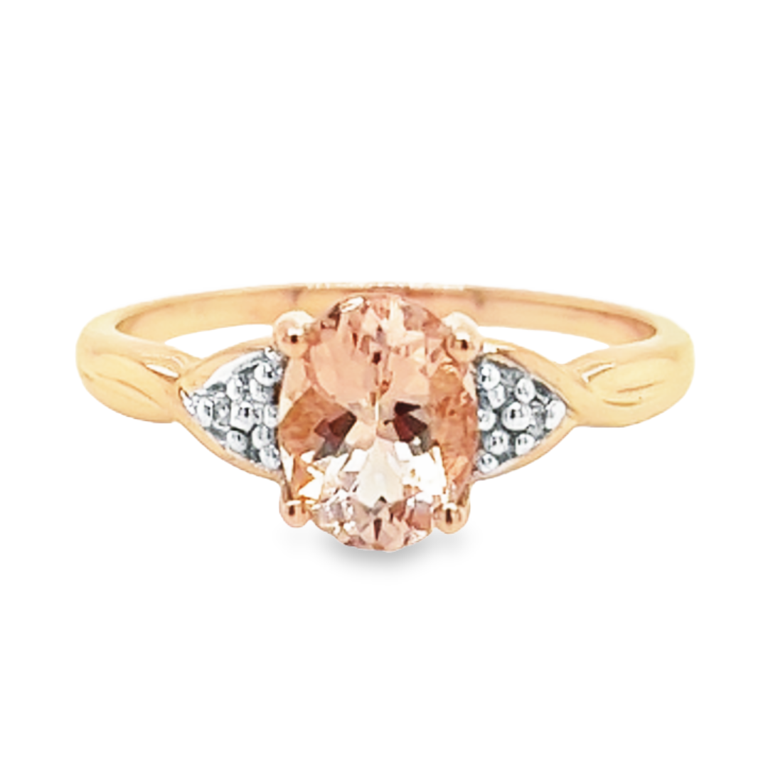 Rosé gouden ring met Morganite en Diamant