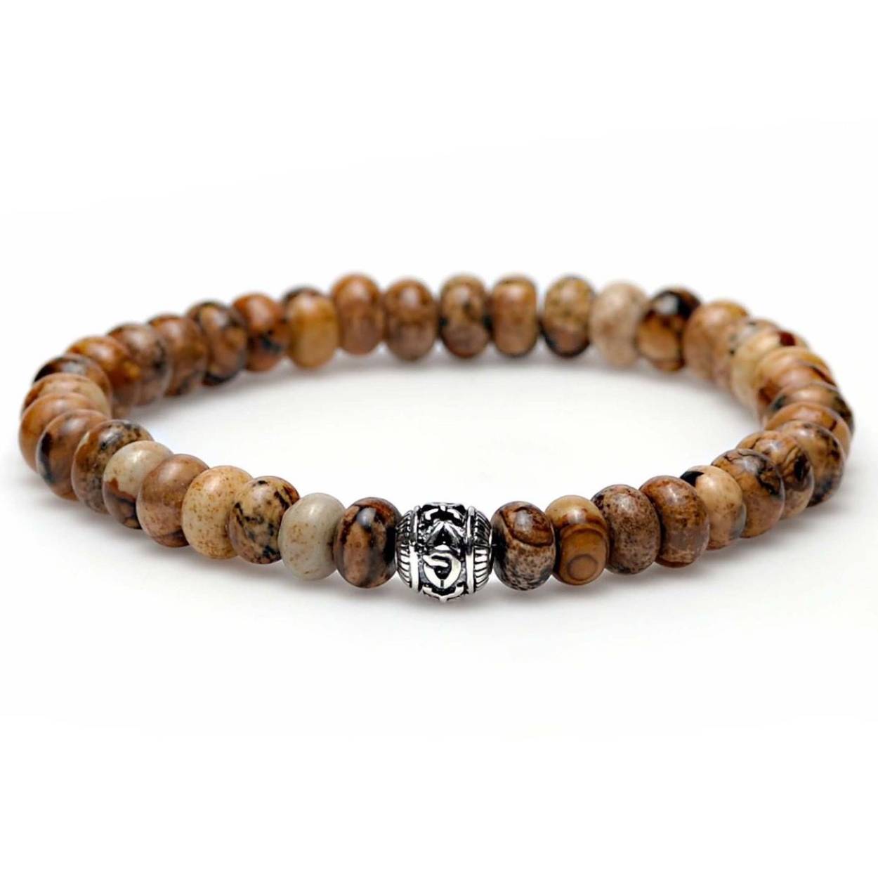 Woodcraft oval silver logo bead